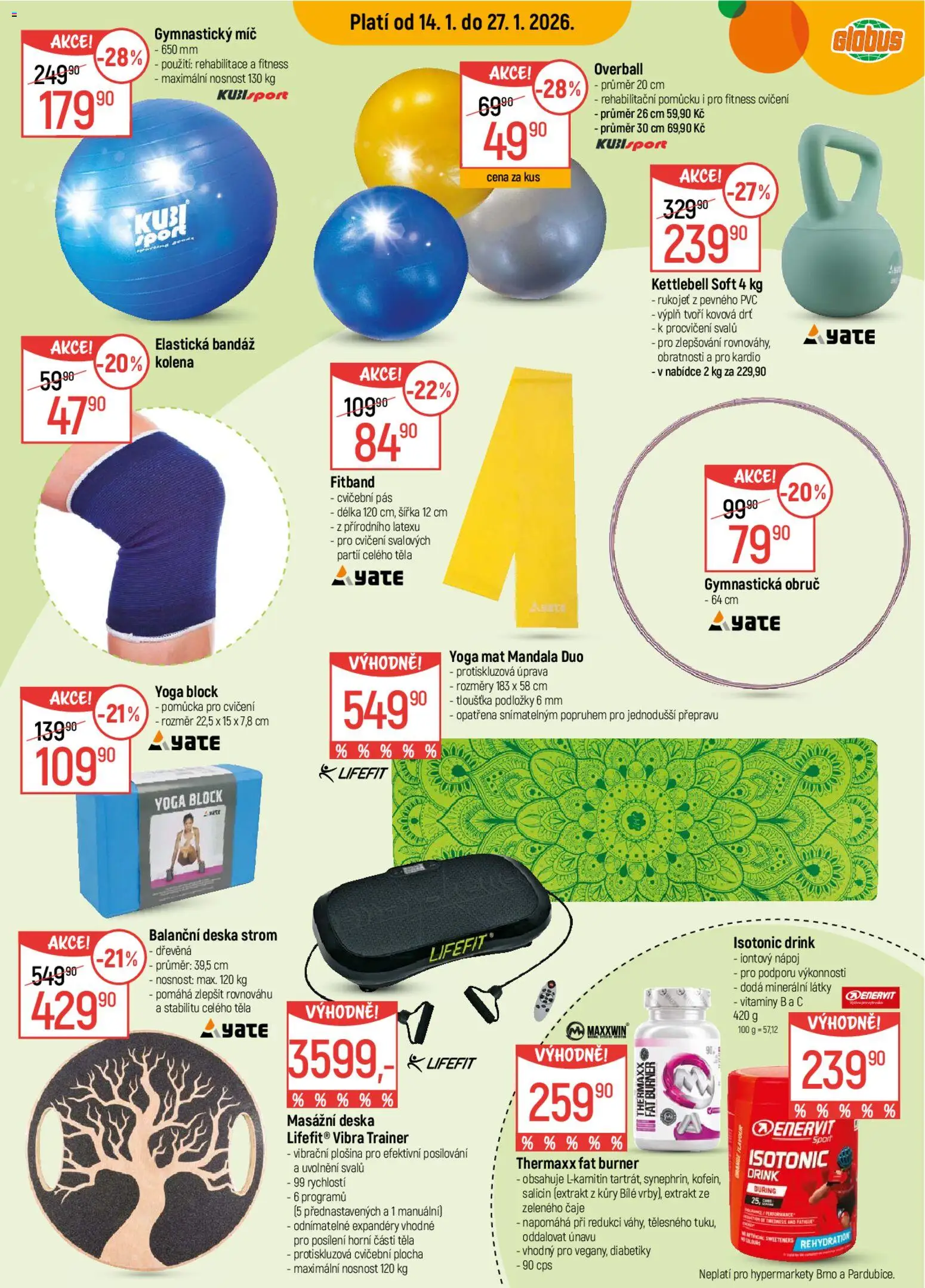 Globus leták od 14.01.2026 | Strana: 16 | Produkty: Gymnastický míč, Vibrační plošina, Vitamíny, Kettlebell