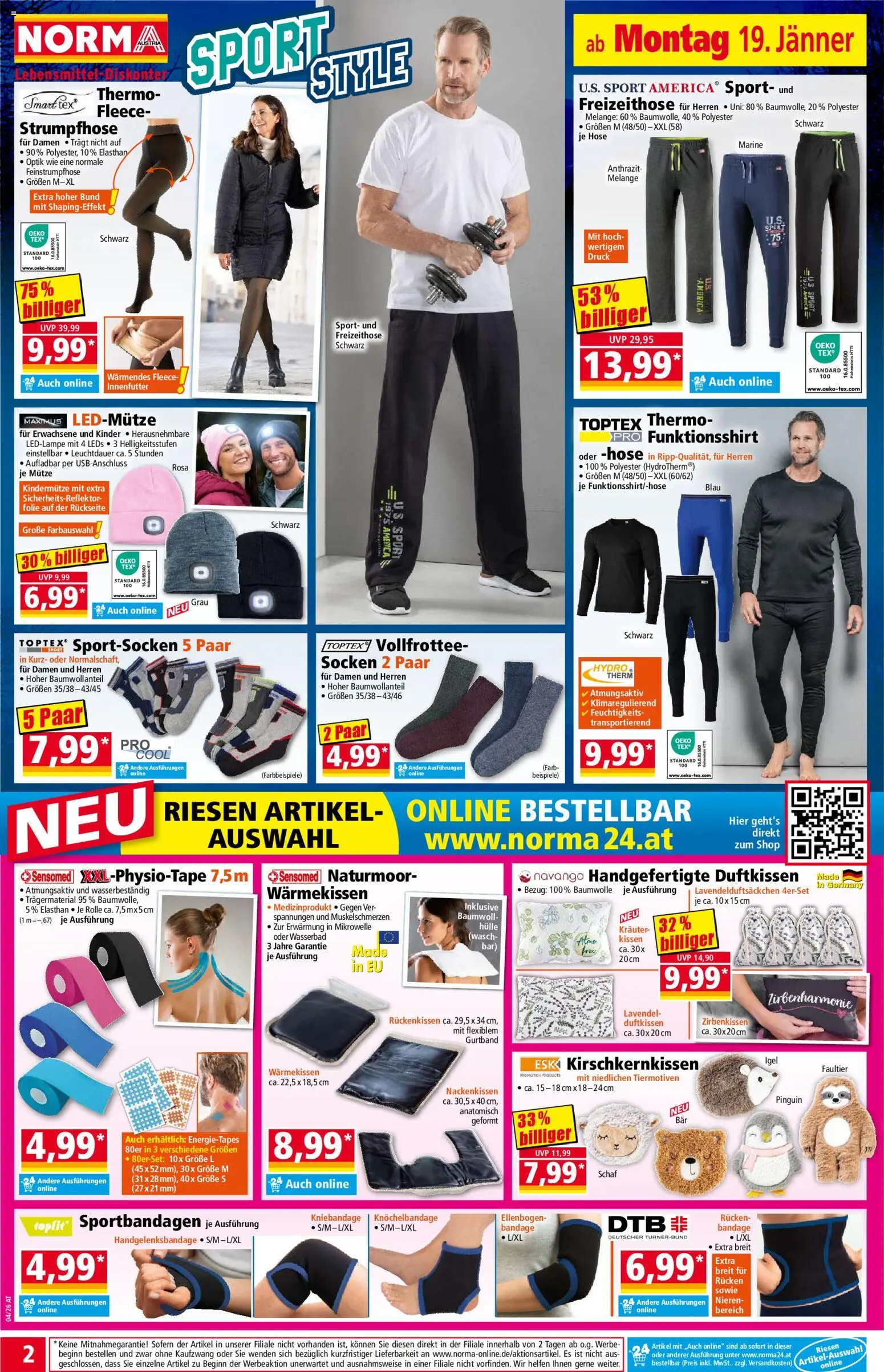 Norma Flugblatt gültig ab 19.01.2026 | Seite: 2 | Produkte: Hose, Strumpfhose, Mikrowelle, Kissen