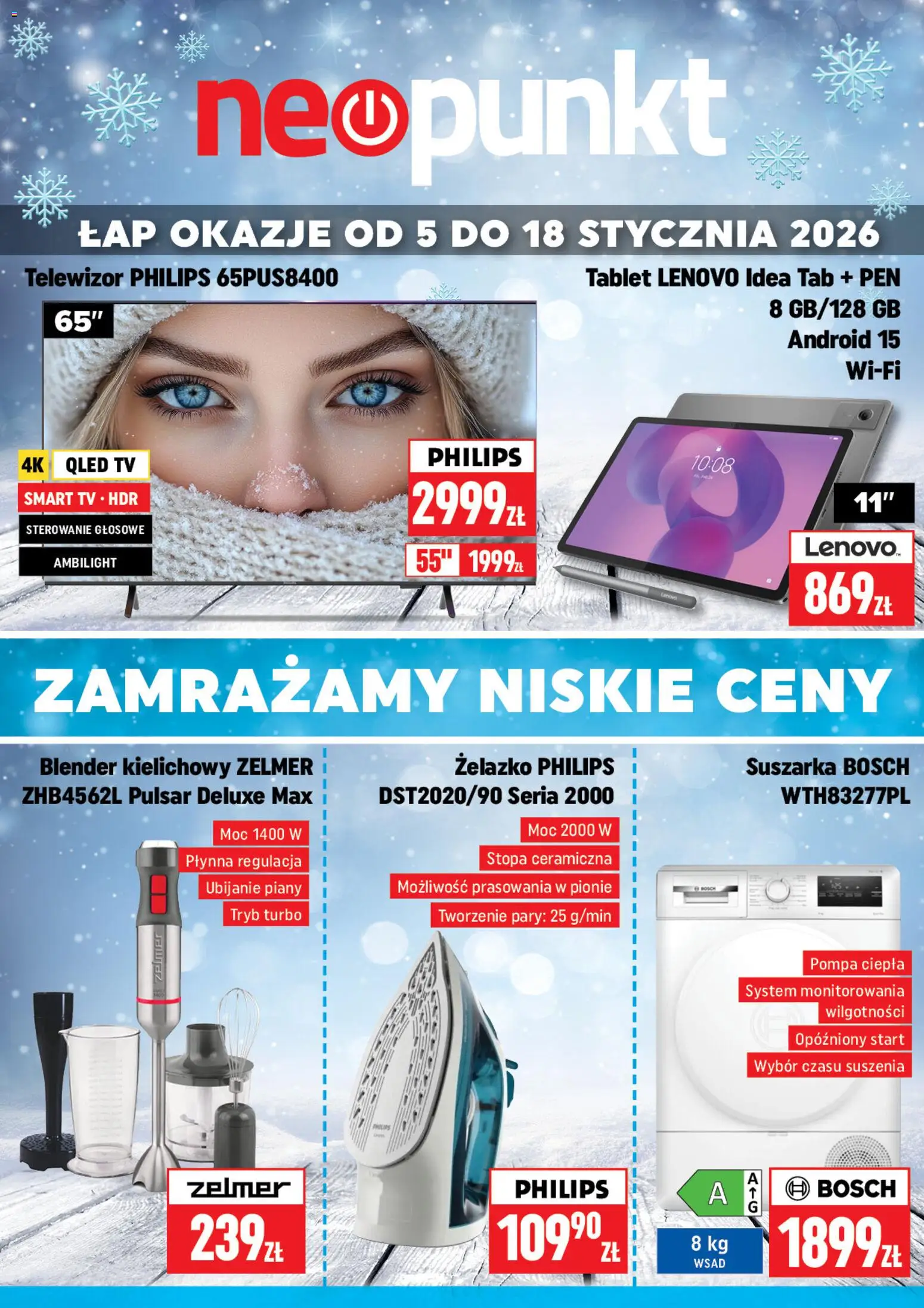 Neopunkt Gazetka od 05.01.2026 | Strona: 8 | Produkty: Tablet, Telewizor, Suszarka, Blender kielichowy
