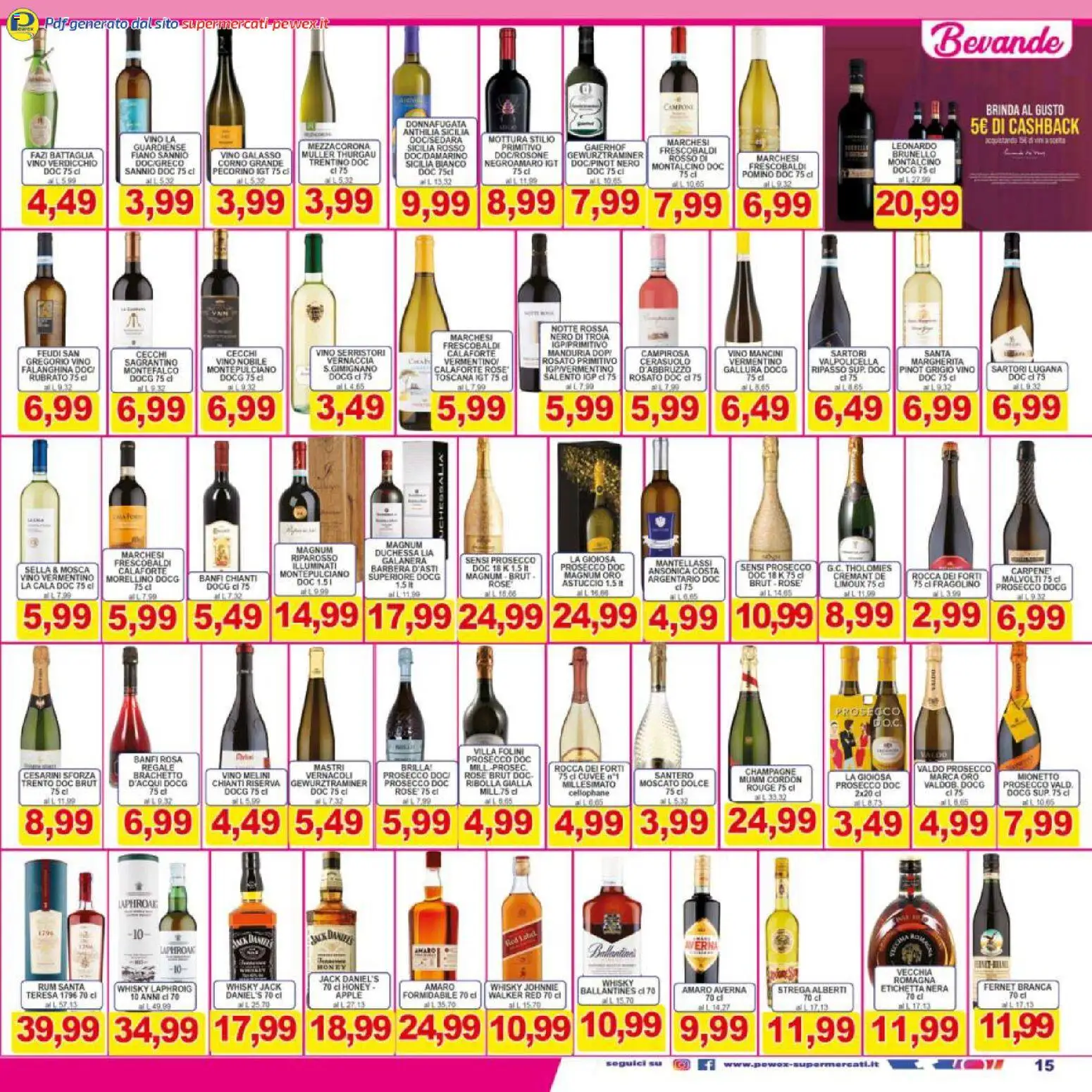 Volantino Pewex del 27.03.2026 | Pagina: 15 | Prodotti: Whisky, Vino, Pecorino, Amaro