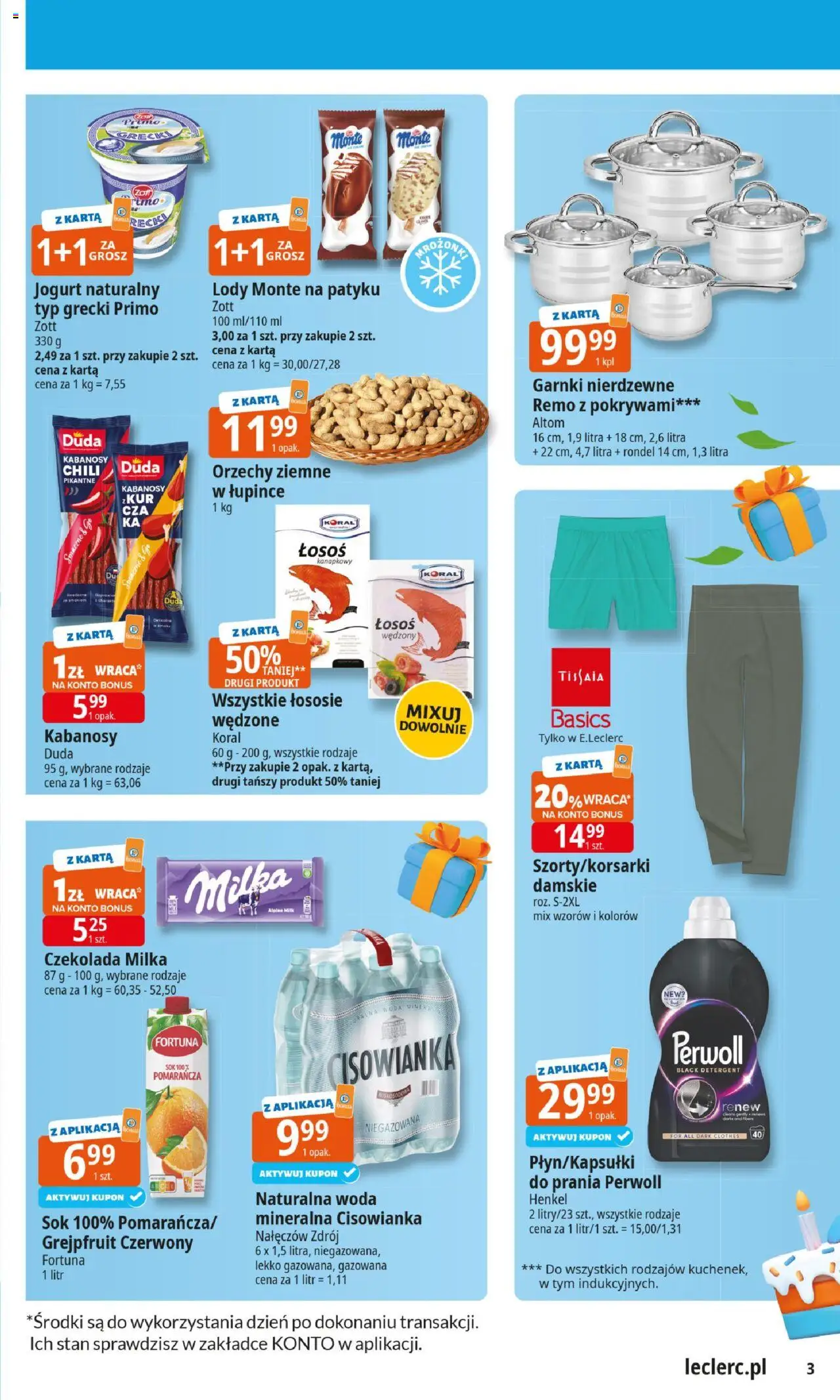 E.Leclerc Gazetka - Elbląg 30 lat od 02.06.2025 | Strona: 3 | Produkty: Łosoś, Jogurt, Czekolada, Sok