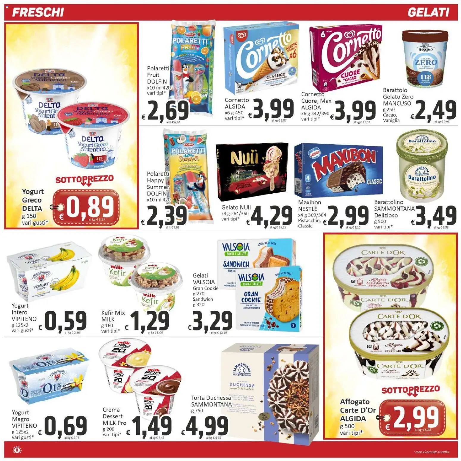 Volantino Paghi Poco del 28.04.2026 | Pagina: 8 | Prodotti: Succo, Cornetto, Gelato, Scaffale