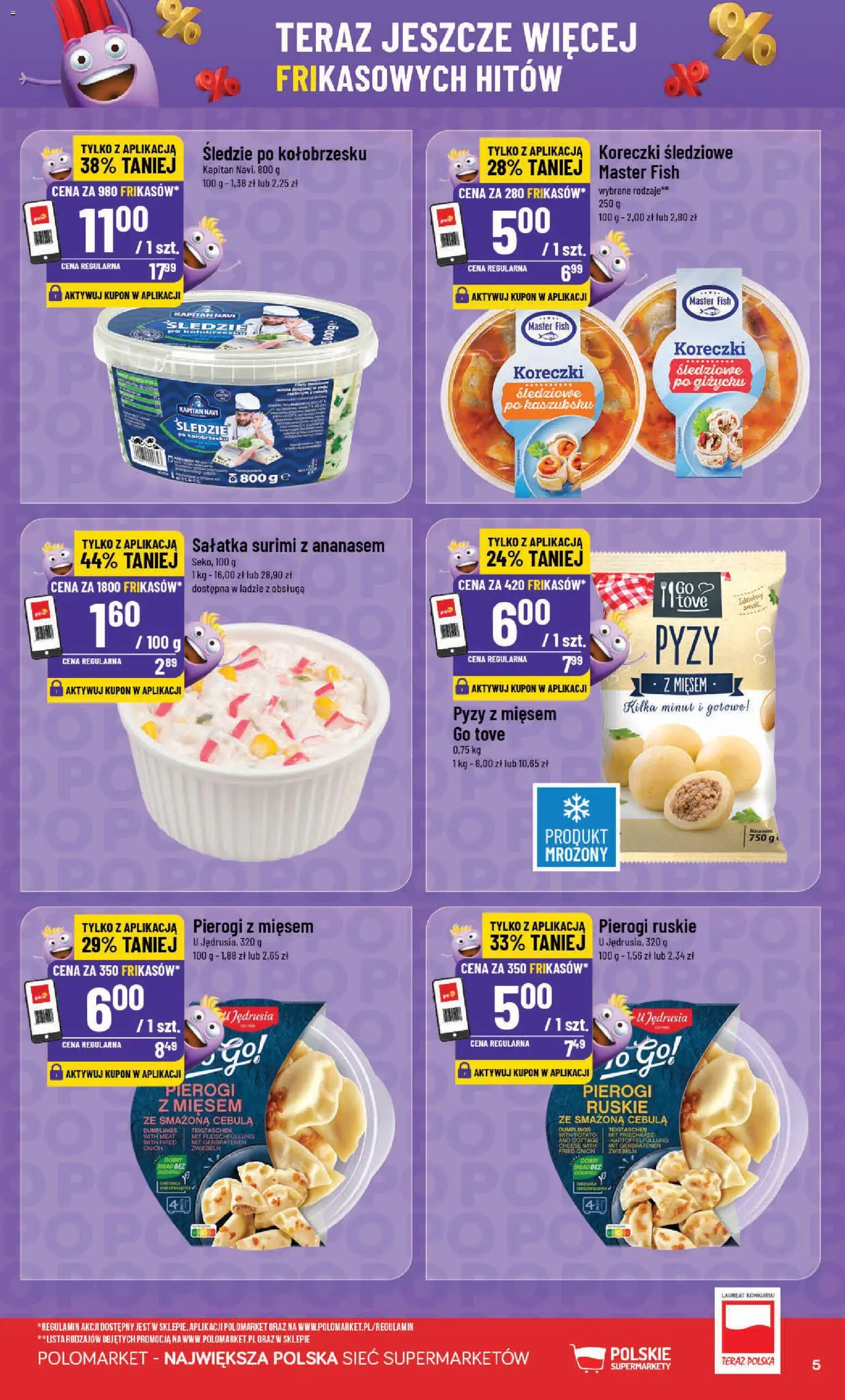 POLOmarket gazetka - Frikasowe Hity od 11.03.2026 | Strona: 5 | Produkty: Pierogi, Surimi, Pierogi z mięsem, Sałatka