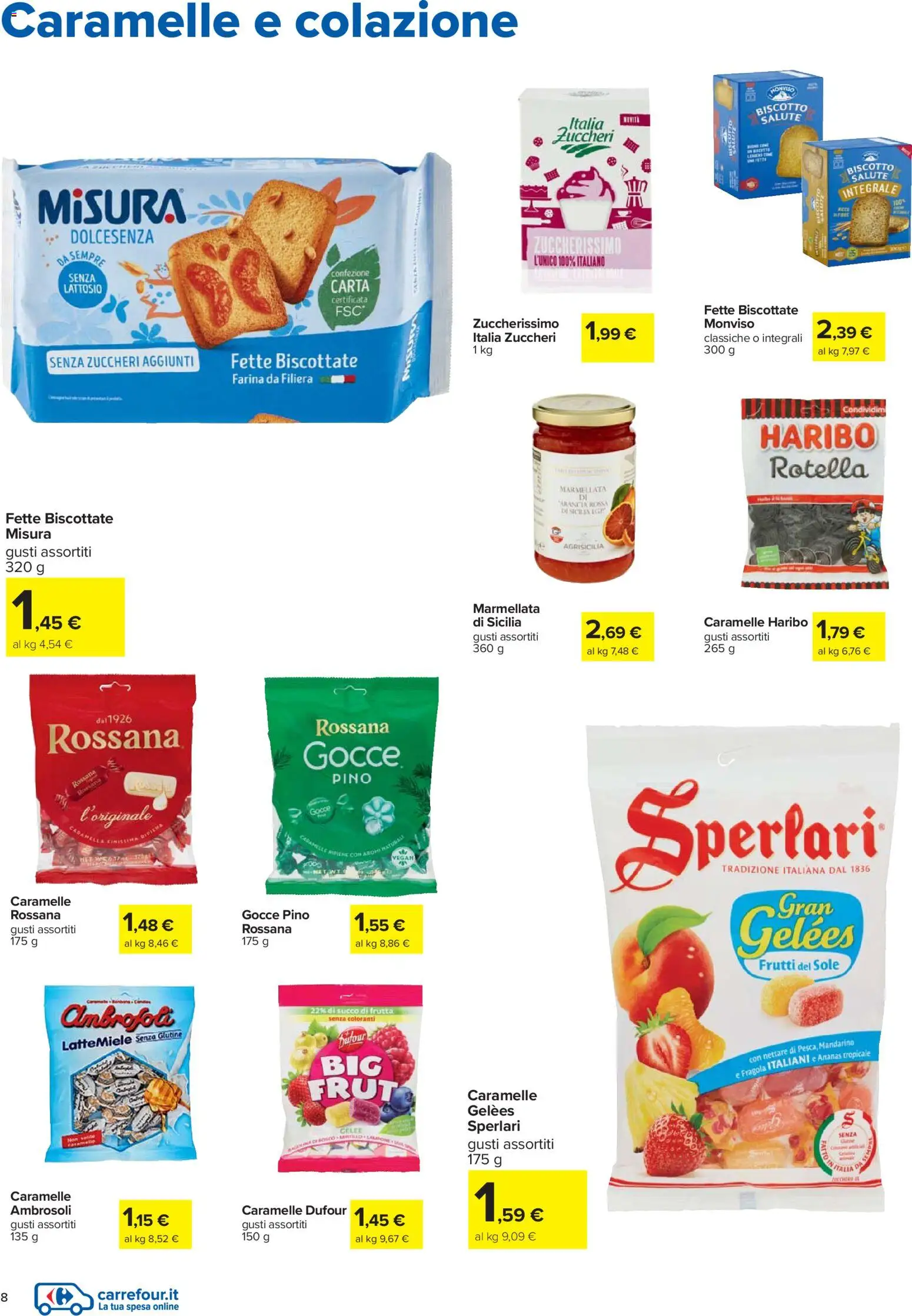 Volantino Carrefour del 27.11.2025 | Pagina: 8 | Prodotti: Succo, Farina, Fette biscottate, Marmellata