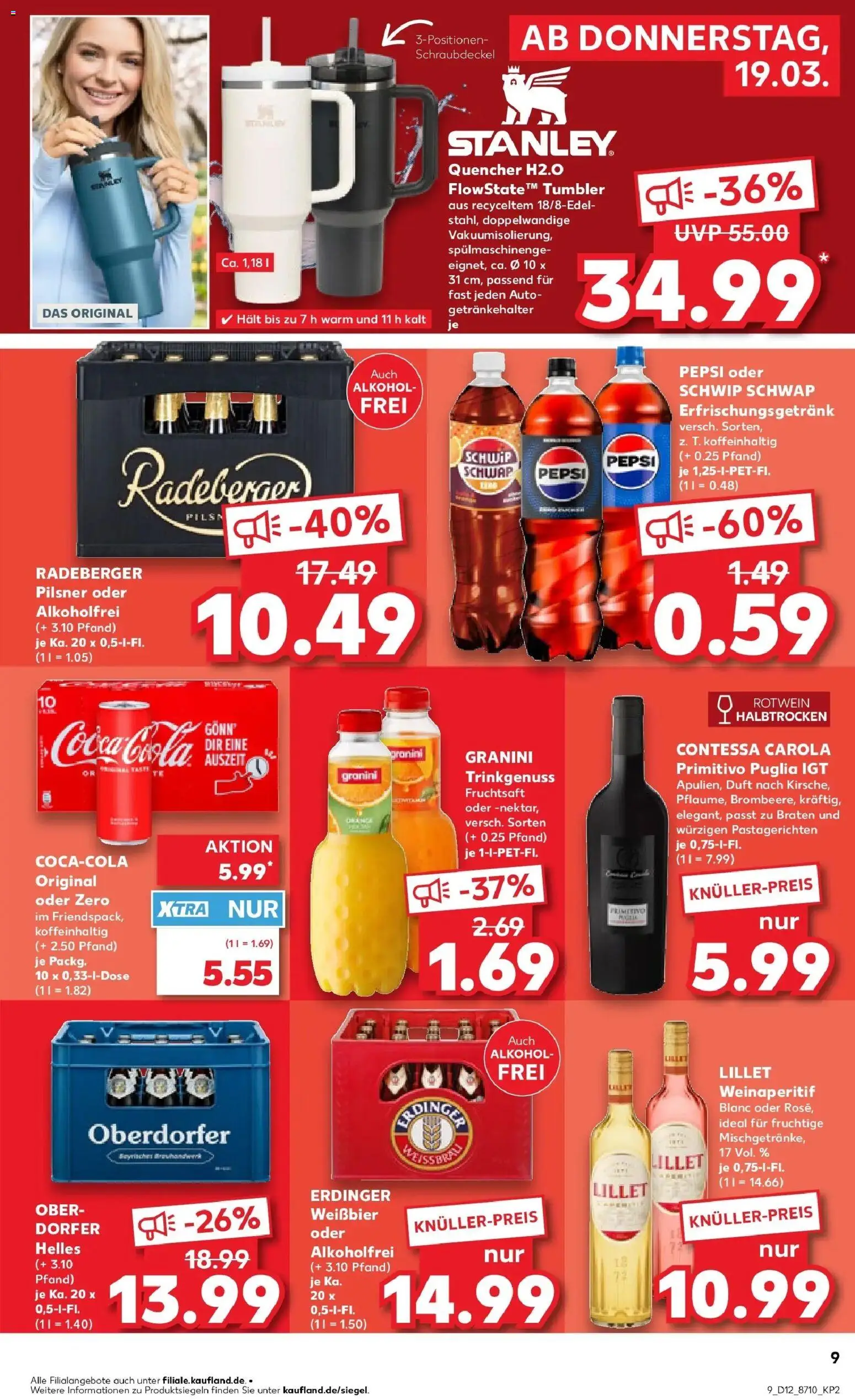 Kaufland Prospekt Werl	 – gültig ab 19.03.2026 | Seite: 9 | Produkte: Erdinger, Rotwein, Granini, Fruchtsaft