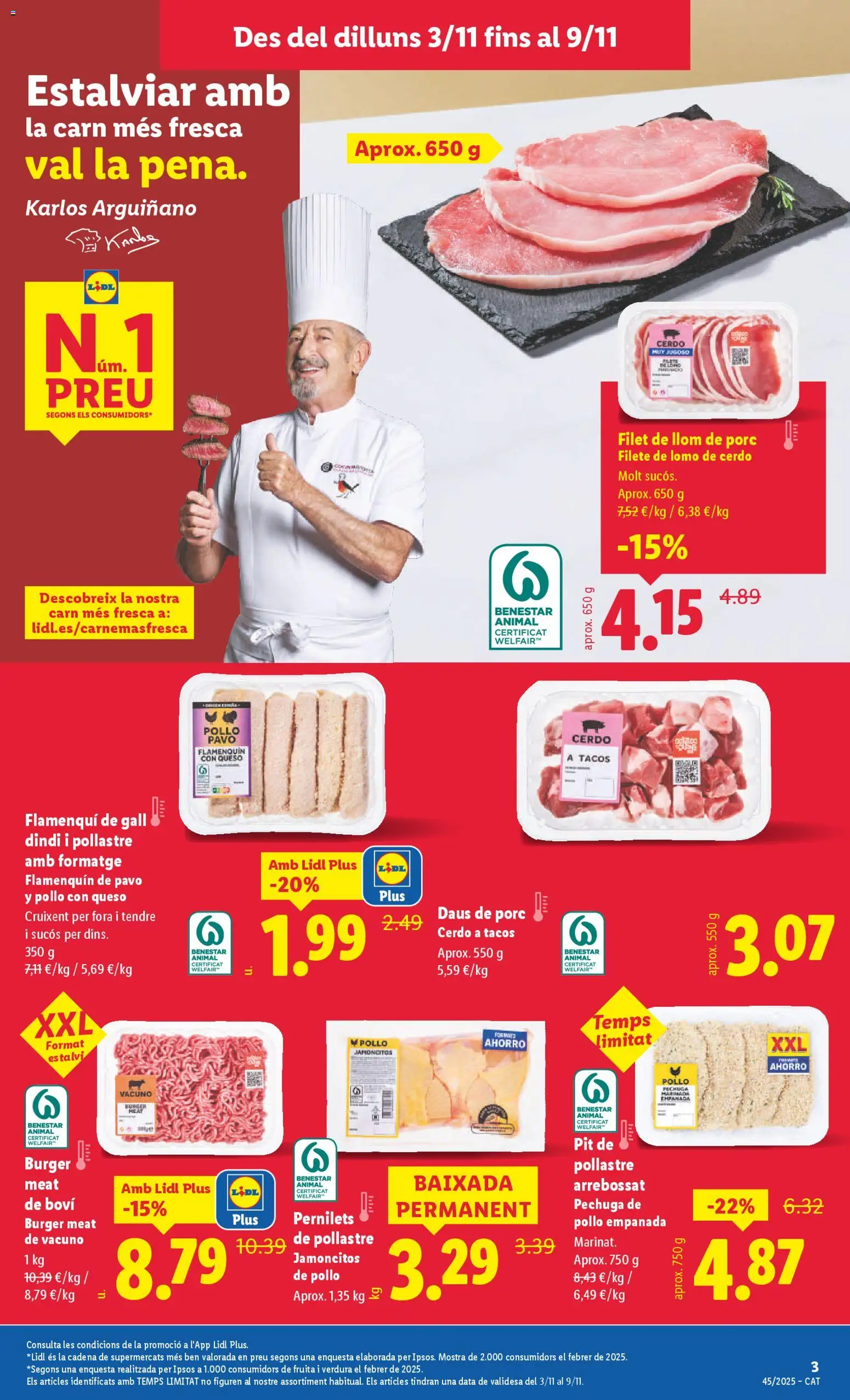 Lidl folleto │ válido desde el 03.11.2025 | Página: 11 | Productos: Queso, Cerdo, Tacos, Filete