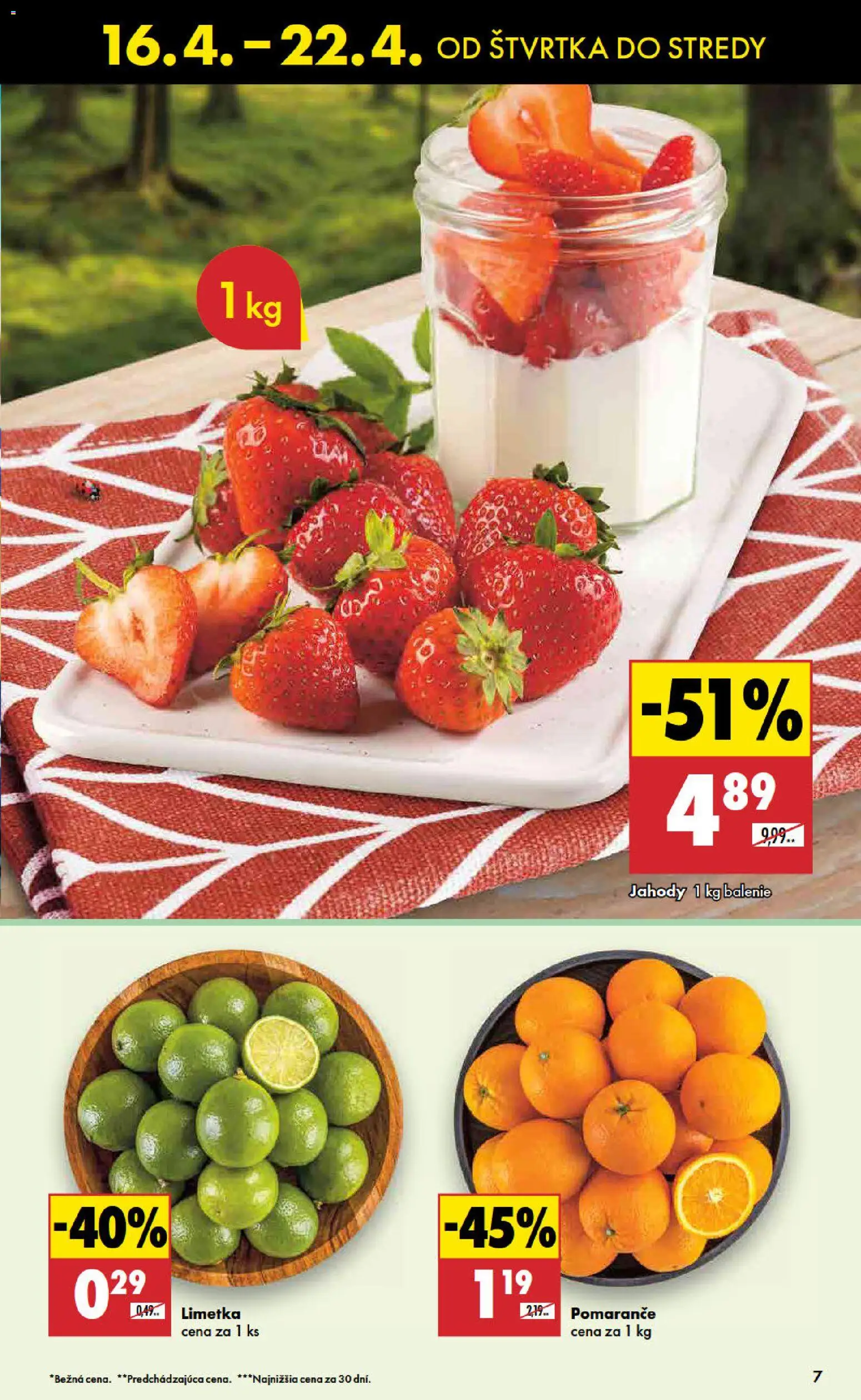 Nové Biedronka akcie – leták je platný od 16.04.2026 | Strana: 7 | Produkty: Limetka, Pomaranče, Jahody