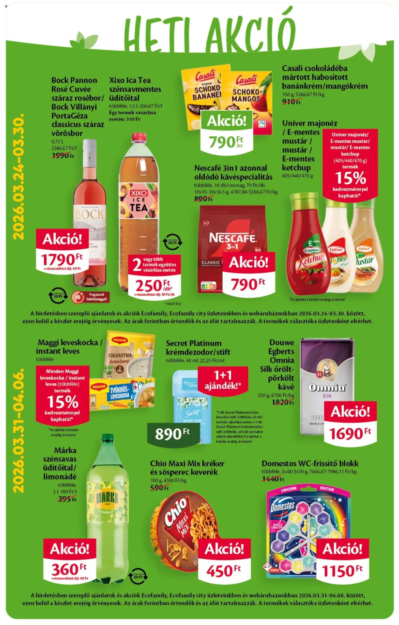 EcoFamily akciós ujság - amely érvényes a következő dátumtól: 26.03.2026 | Oldal: 2 | Termékek: Nescafé, Sósperec, Tea, Majonéz