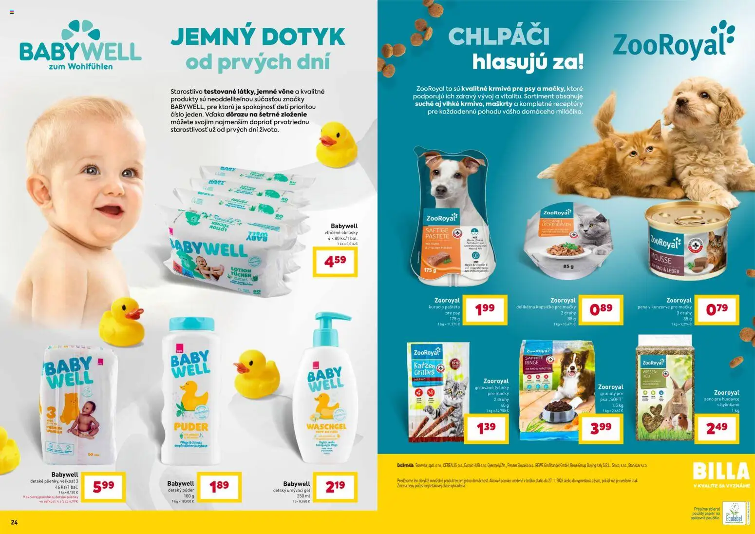 Nové Billa akcie – leták je platný od 28.01.2026 | Strana: 13 | Produkty: Púder, Plienky