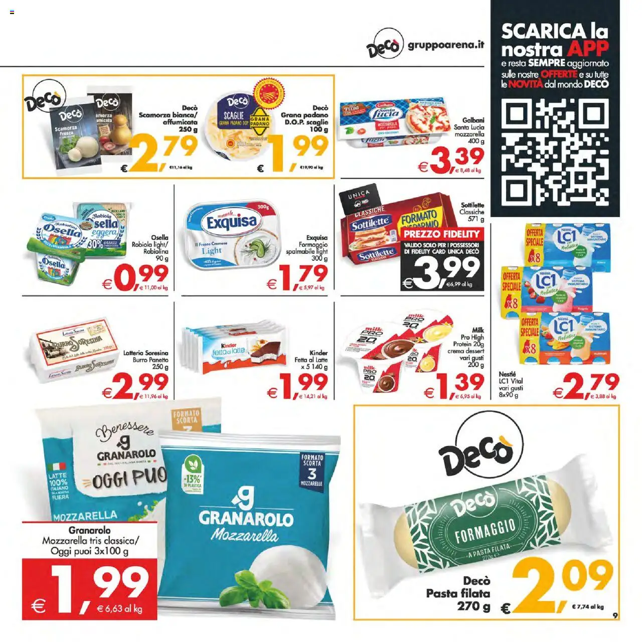 Volantino Decò del 12.09.2025 | Pagina: 9 | Prodotti: Mozzarella, Latte, Formaggio, Grana Padano