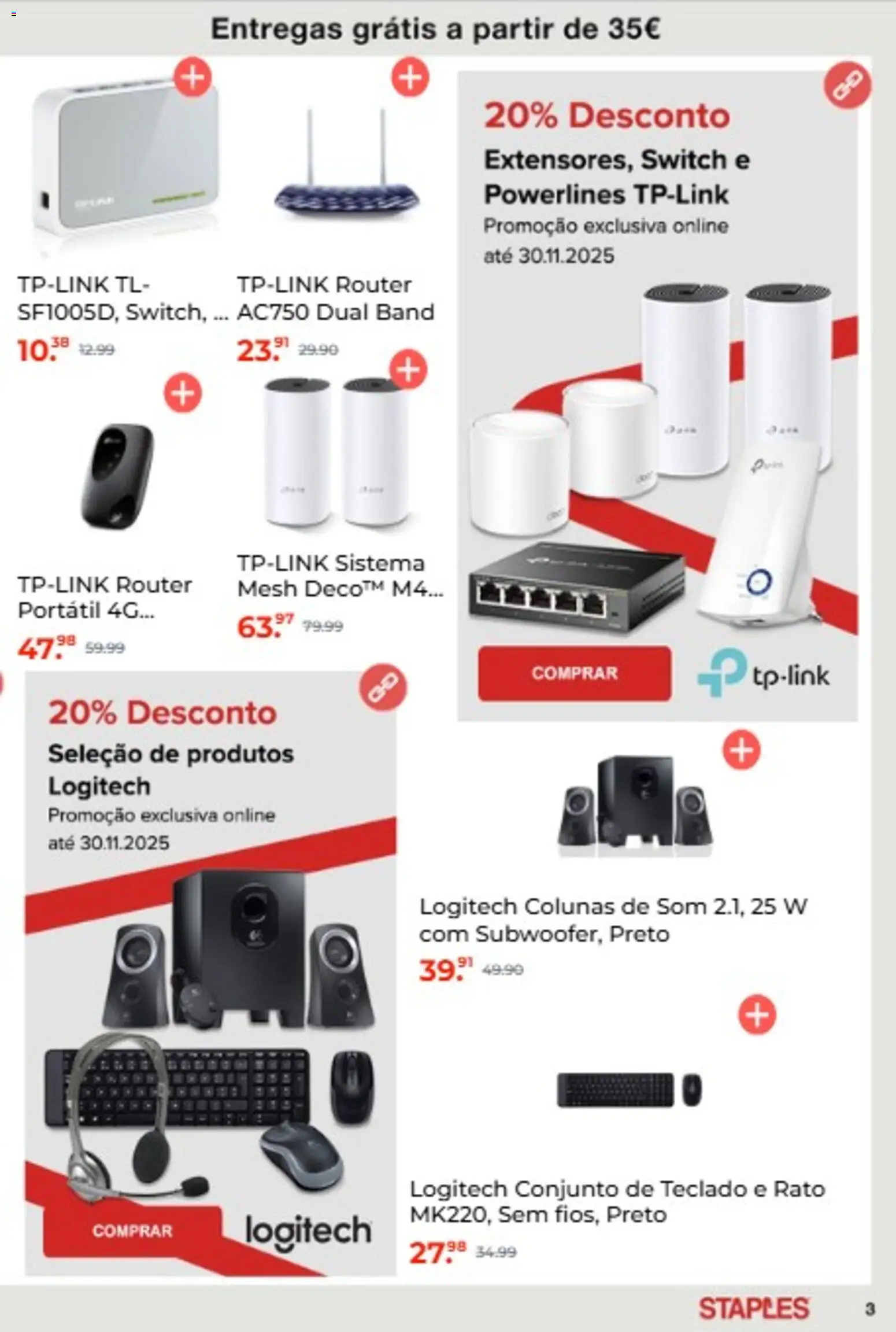 Staples folheto │ válido de 10.11.2025 | Página: 3 | Produtos: Teclado