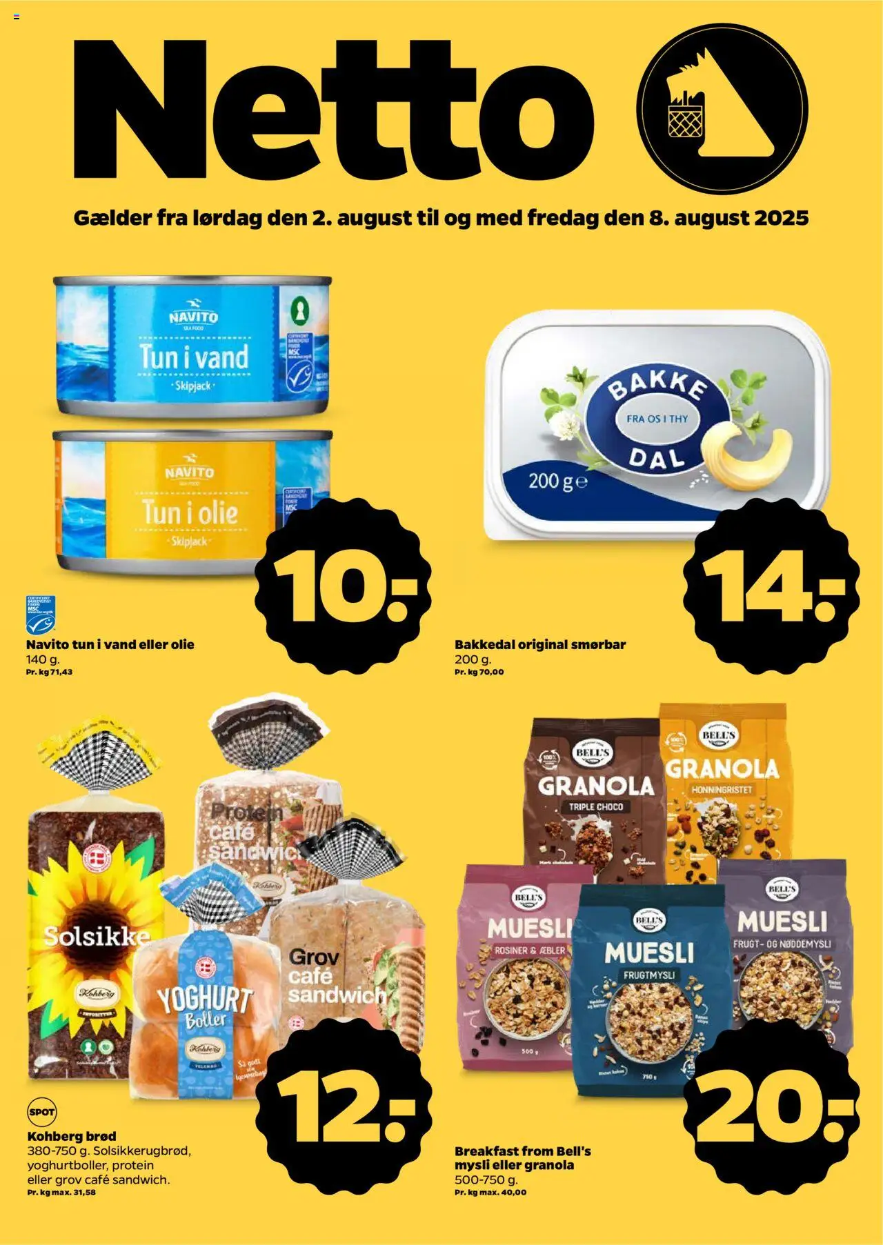 Netto Tilbudsavis gyldig fra 02.08.2025 | Side: 1 | Produkter: Yoghurt, Olie, Brød, Rosiner