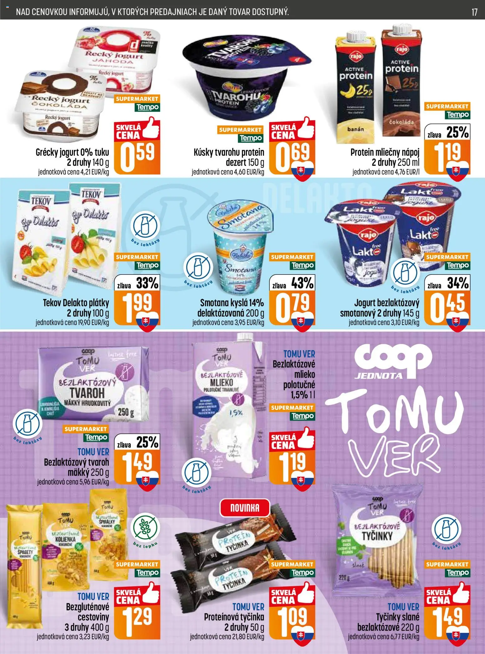 Nové COOP Jednota akcie – leták je platný od 12.02.2026 | Strana: 17 | Produkty: Jogurt, Cestoviny, Čokoláda, Tvaroh