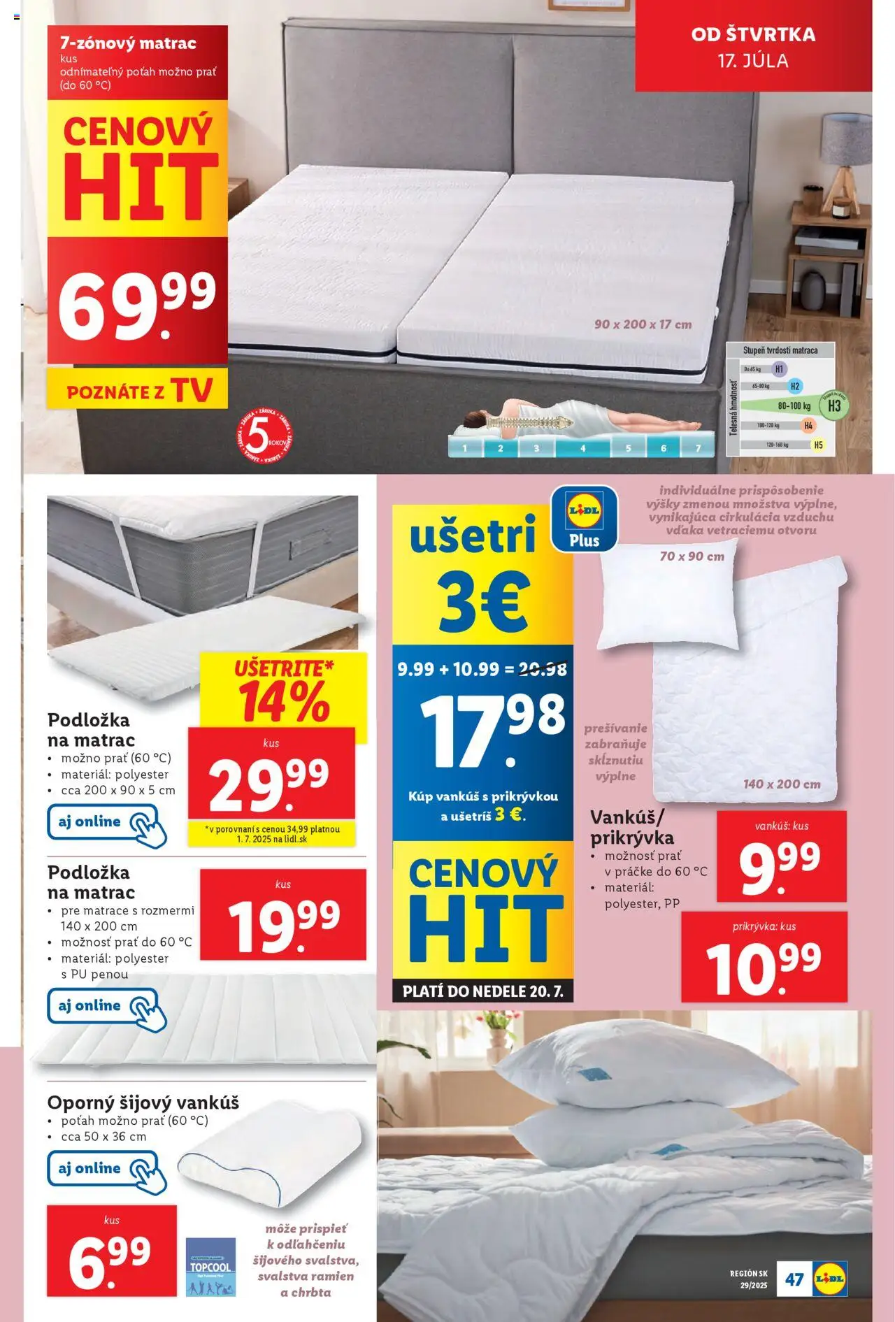 Lidl leták │ platný od 14.07.2025 | Strana: 57 | Produkty: Matrace, Matrac, Tv, Vankúš