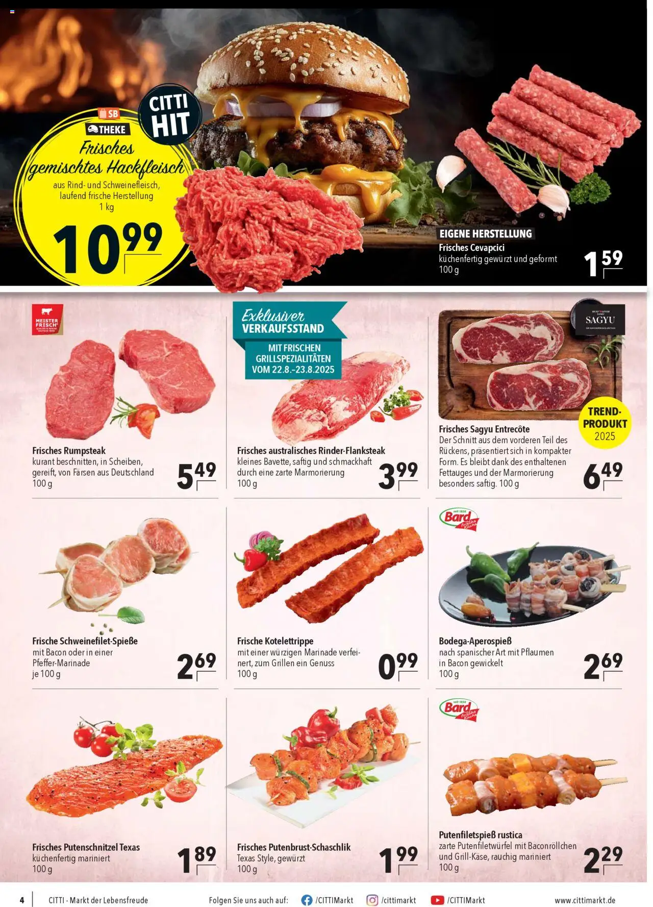 CITTI Tilbudsavis gyldig fra 20.08.2025 | Side: 4 | Produkter: Entrecote, Bacon