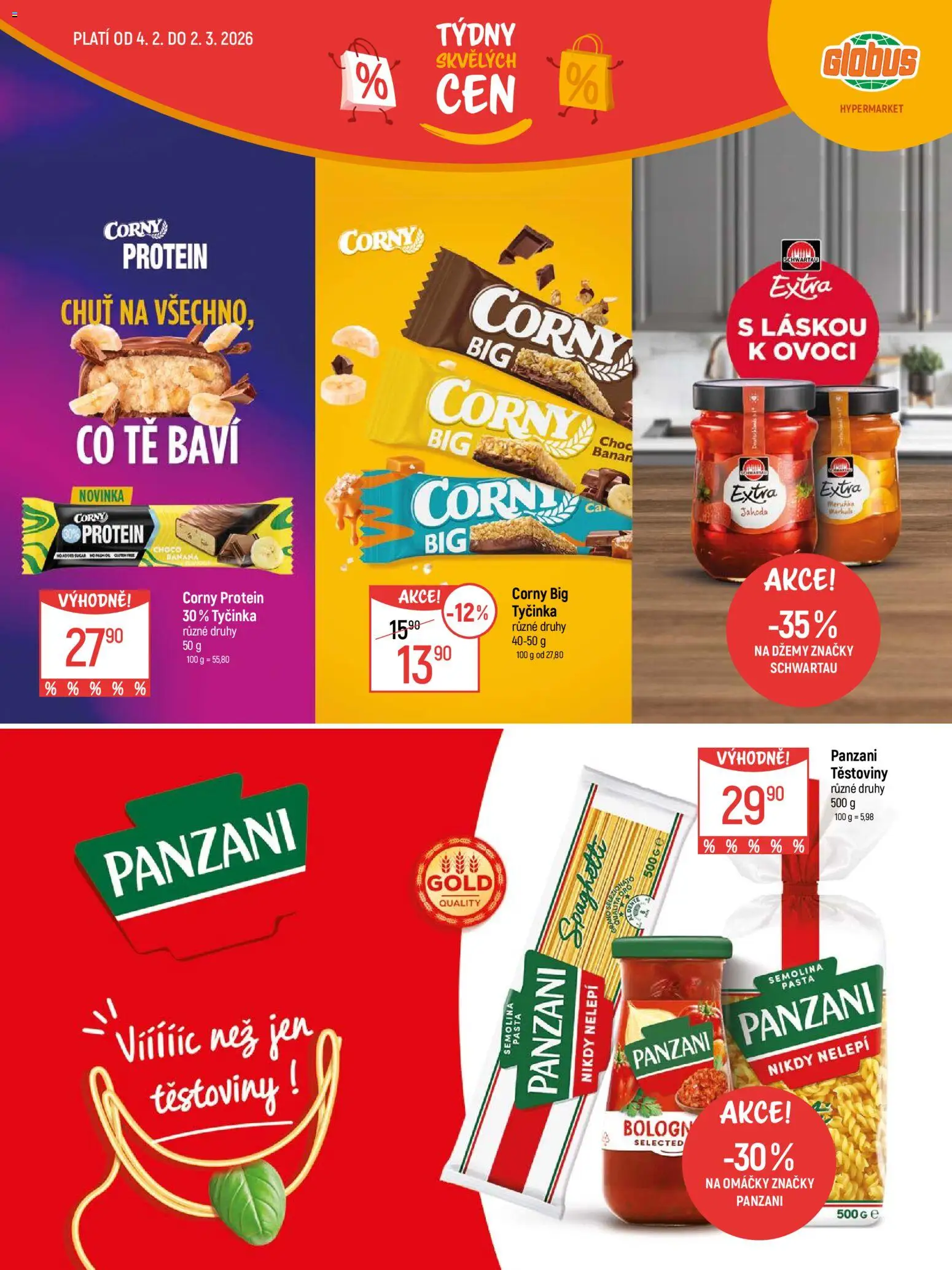 Globus leták - Pardubice od 04.02.2026 | Strana: 11 | Produkty: Těstoviny, Banán, Protein, Semolina