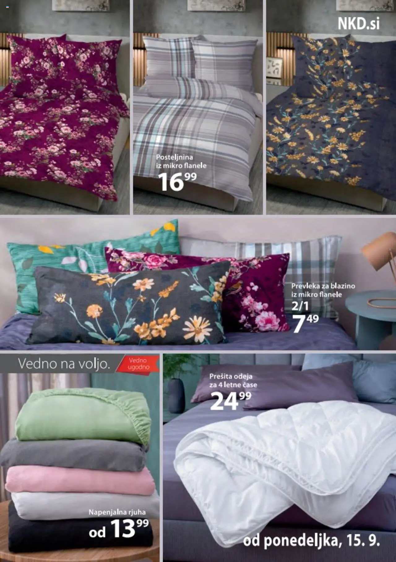 Novi NKD katalog ponudbe – veljaven od 15.09.2025 | Stran: 7 | Izdelki: Prevleka, Odeja, Posteljnina, Rjuha