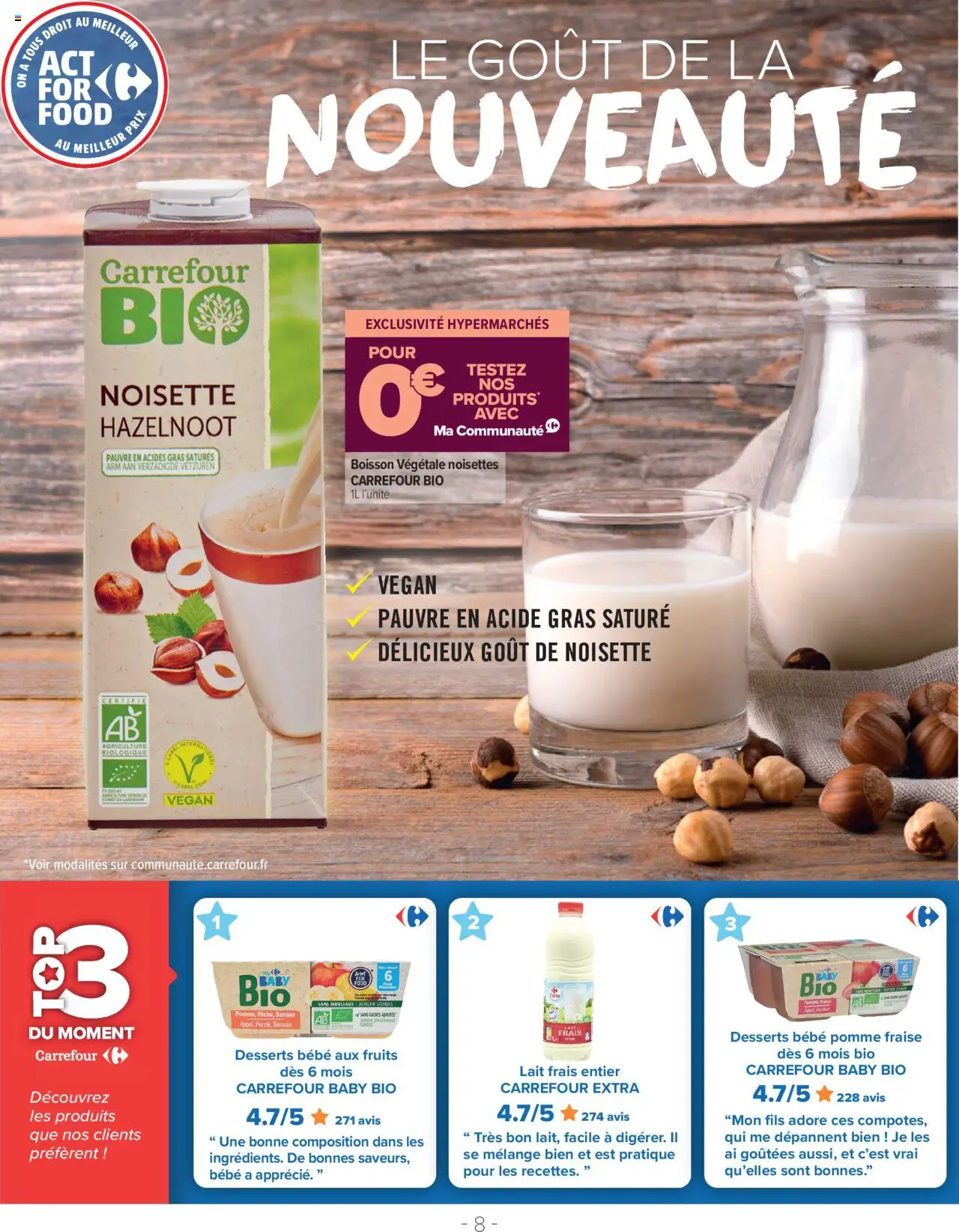  | Page: 8 | Produits: Fraise, Pomme, Banane, Lait