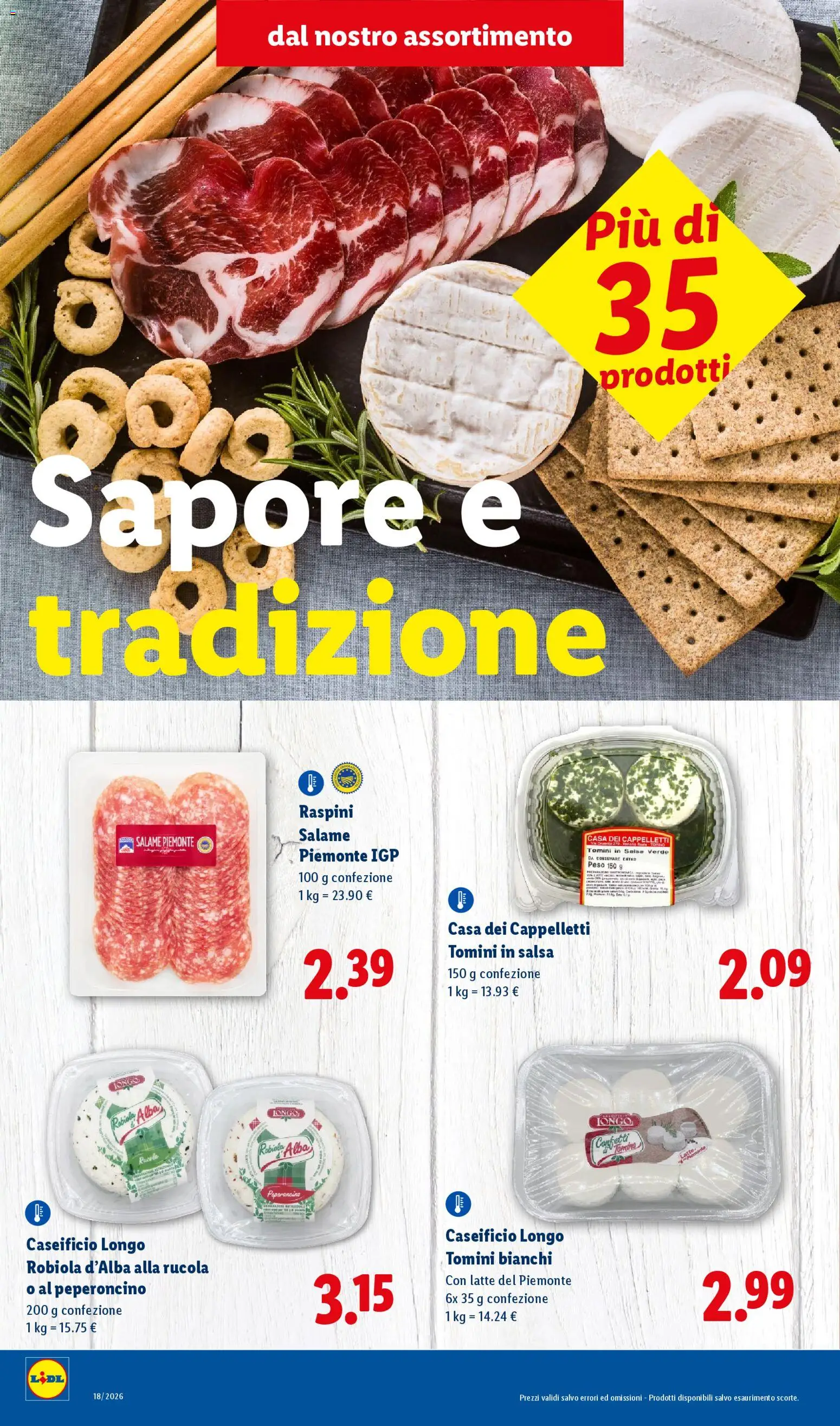 Volantino Lidl del 30.04.2026 | Pagina: 2 | Prodotti: Salame, Rucola, Latte, Tomino
