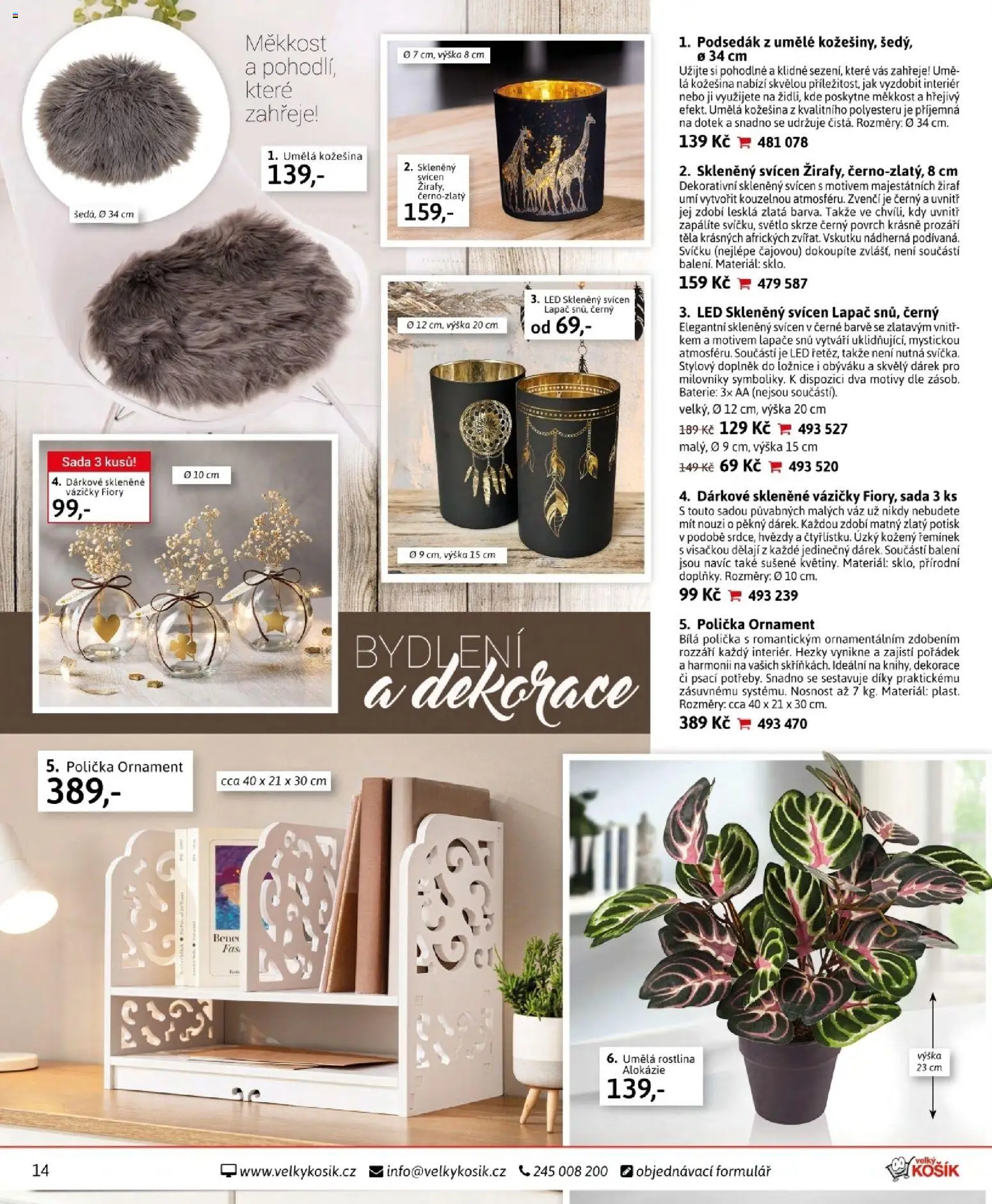 Velký Košík katalog leden 2026 od 01.01.2026 | Strana: 14 | Produkty: Polička, Umělá kožešina, Svícen, Baterie