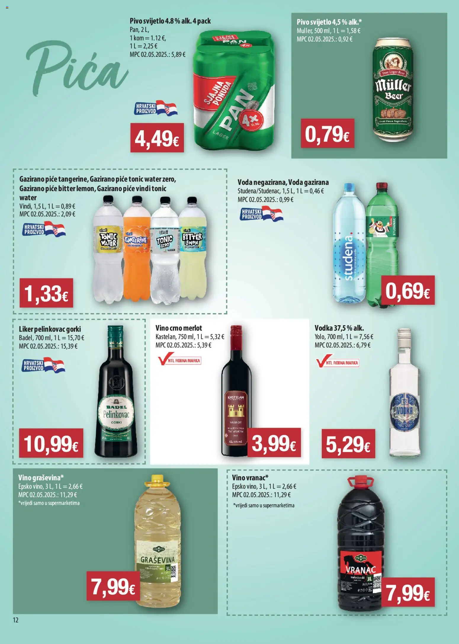 NTL katalog | vrijedi od 15.04.2026 | Stranica: 12 | Proizvodi: Vino, Pivo, Voda, Tonic