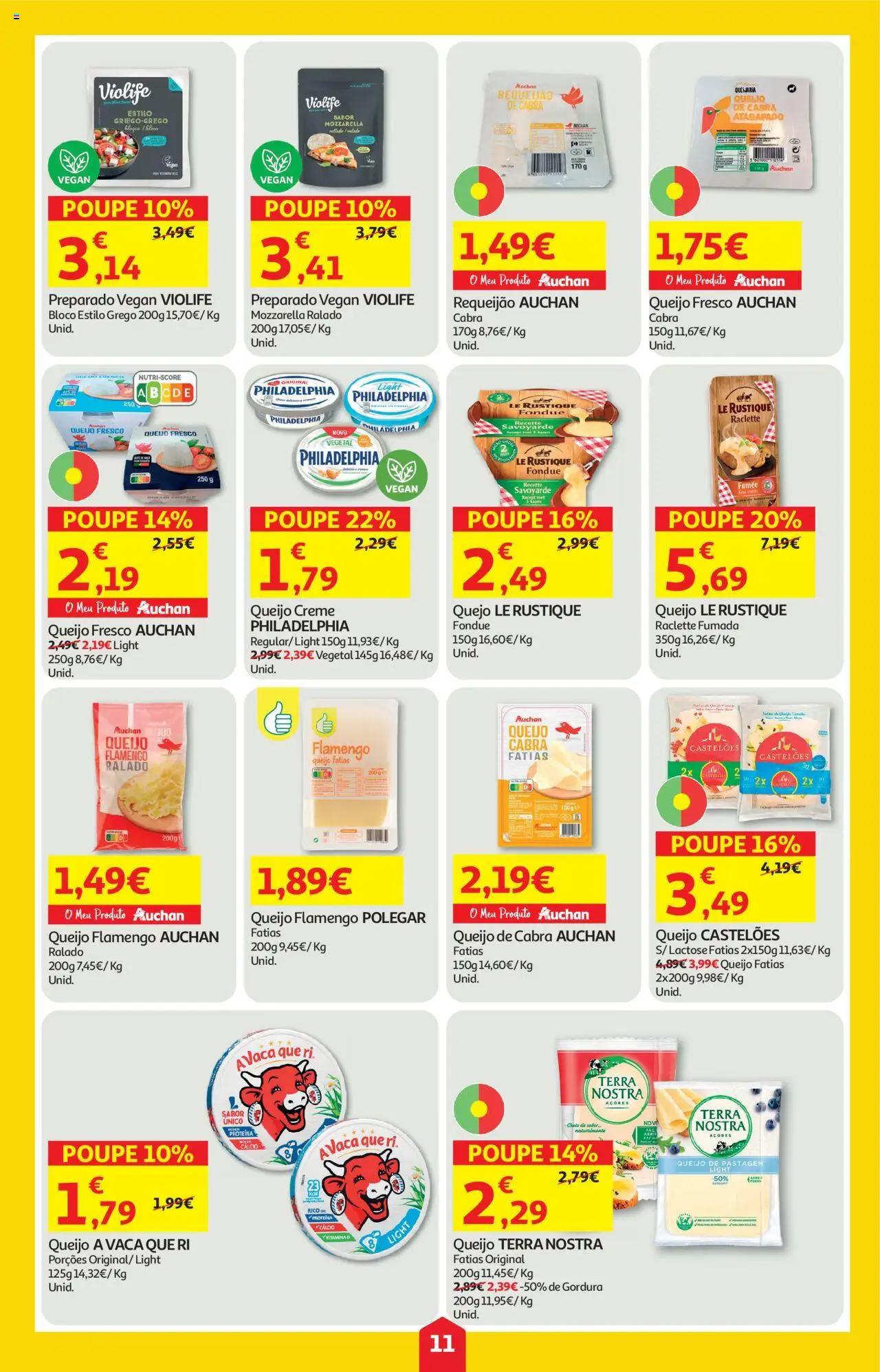 Auchan folheto │ válido de 16.10.2025 | Página: 11 | Produtos: Queijo, Vitamina d, Creme, Proteina