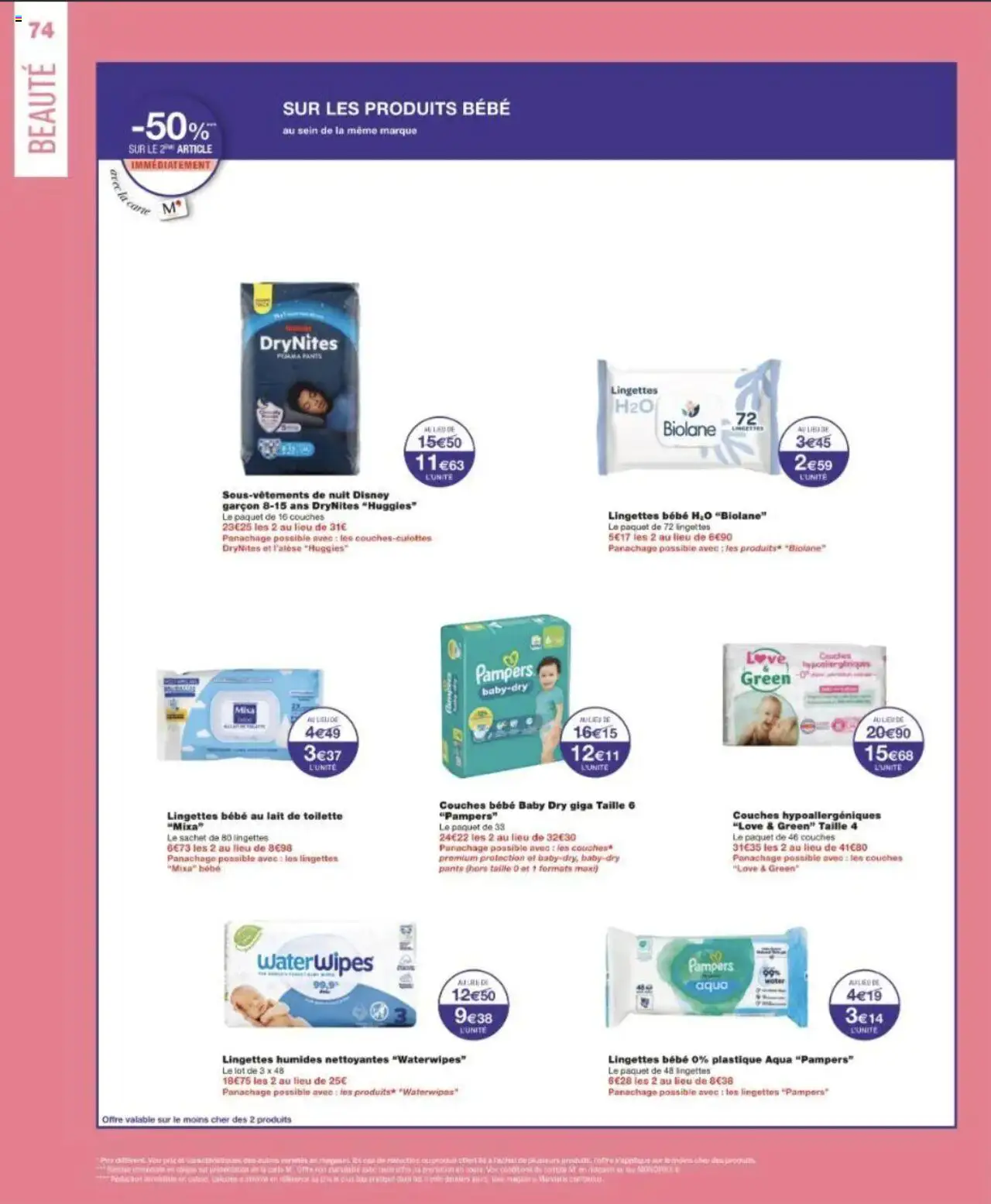  | Page: 74 | Produits: Couches Bebe, Couches, Pampers couches, Lait