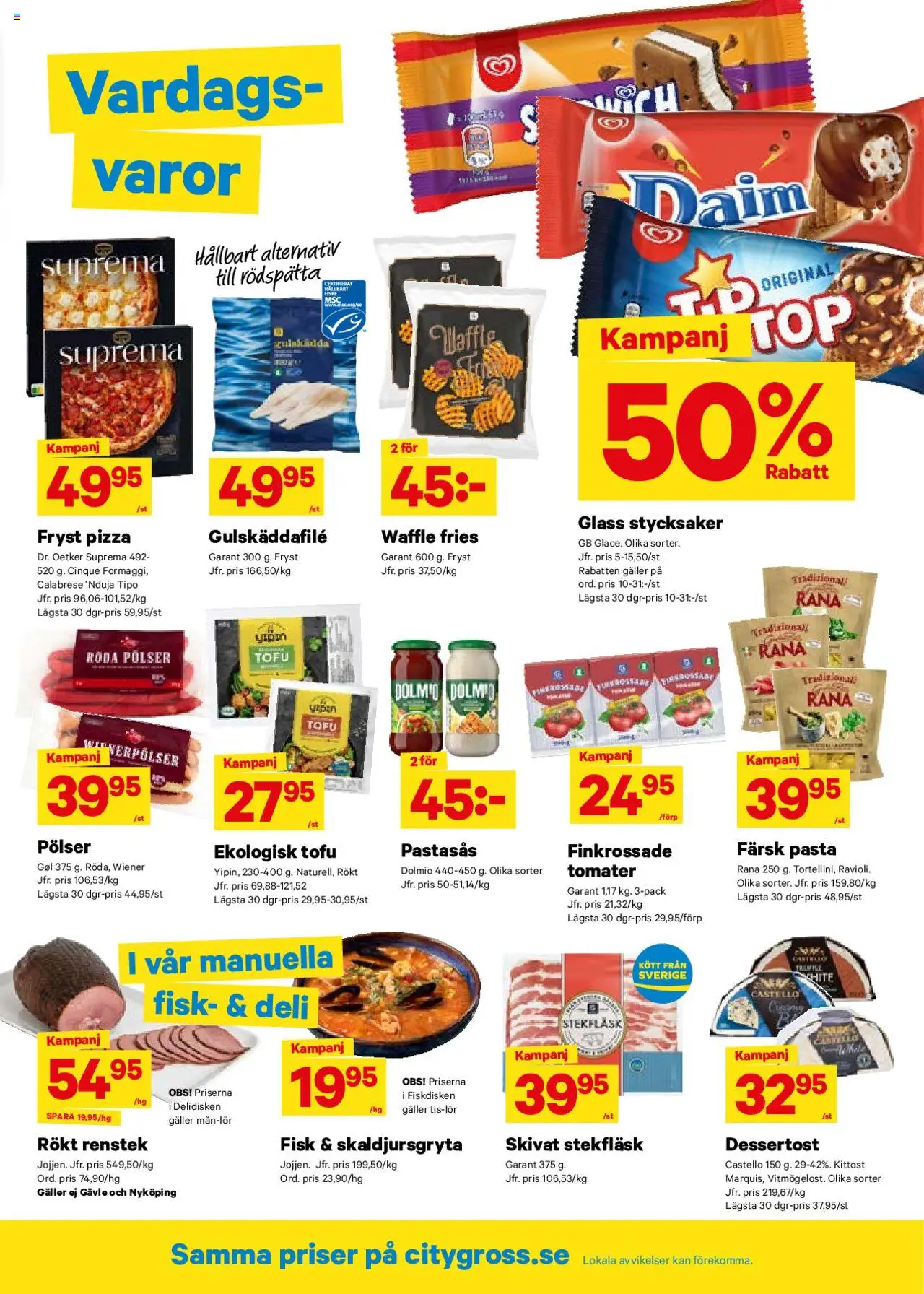 City Gross reklamblad aktuell från 08.09.2025 | Sida: 5 | Produkter: Pizza, Tomater, Pasta, Glass