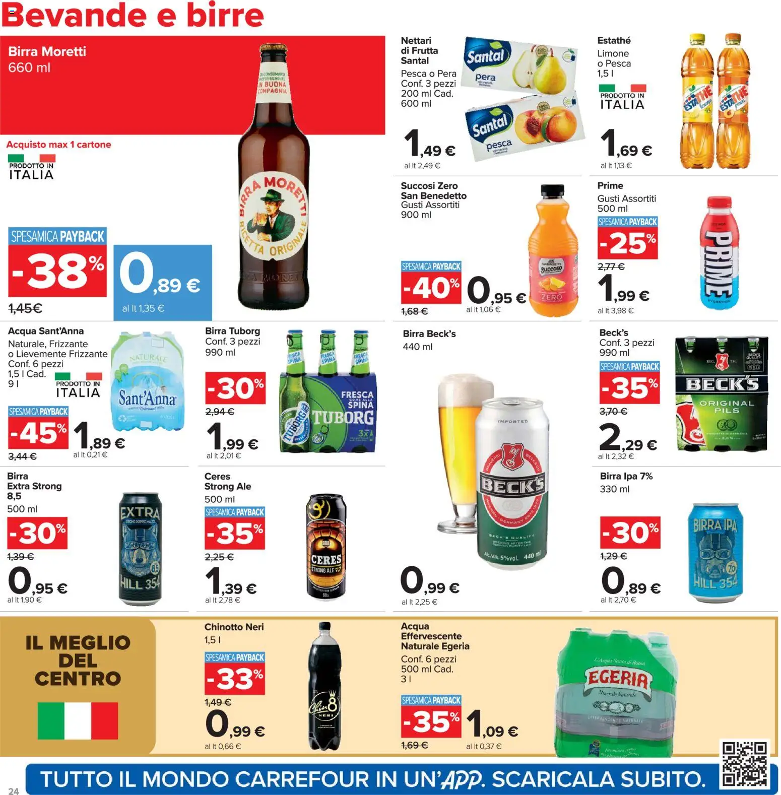Volantino Carrefour del 24.03.2026 | Pagina: 24 | Prodotti: Chinotto, Acqua, Pesca, Ceres
