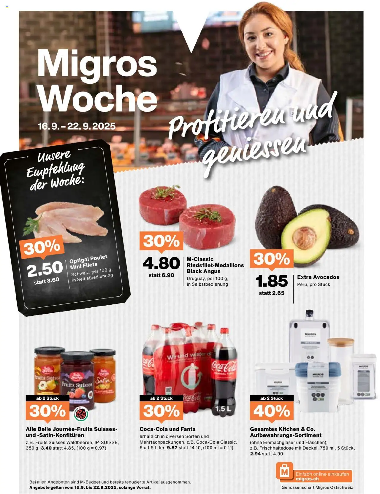 Migros Aktionen – gültig ab 16.09.2025 | Seite: 1 | Produkte: Coca Cola, Fanta, Avocado