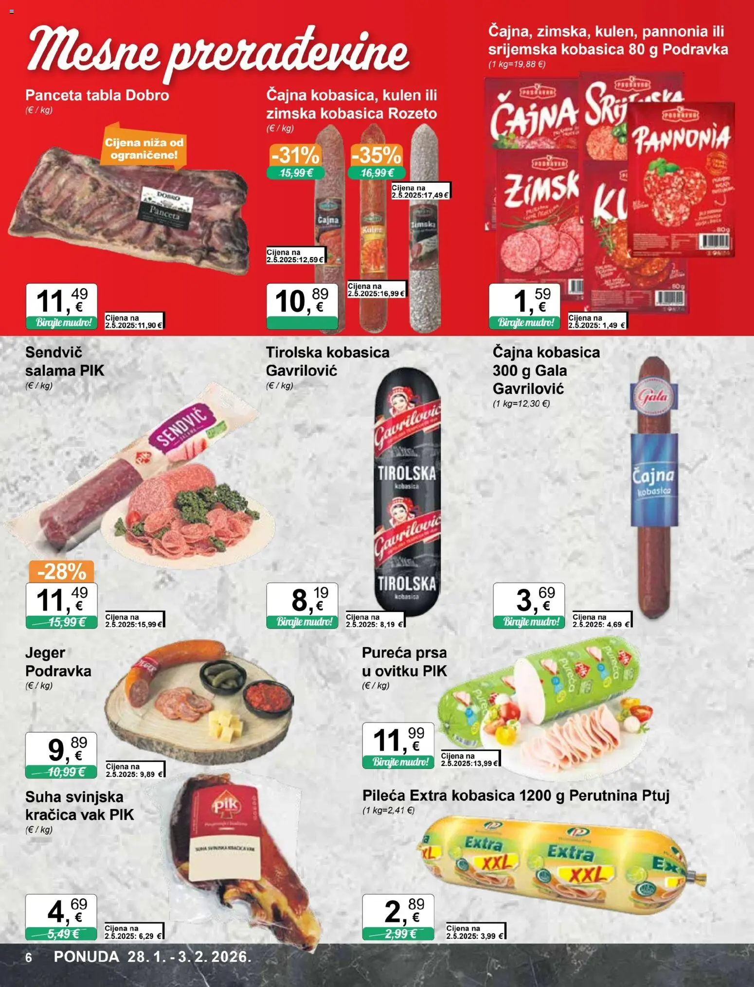 KTC katalog | vrijedi od 28.01.2026 | Stranica: 6 | Proizvodi: Salama, Kobasica, Kulen, Panceta