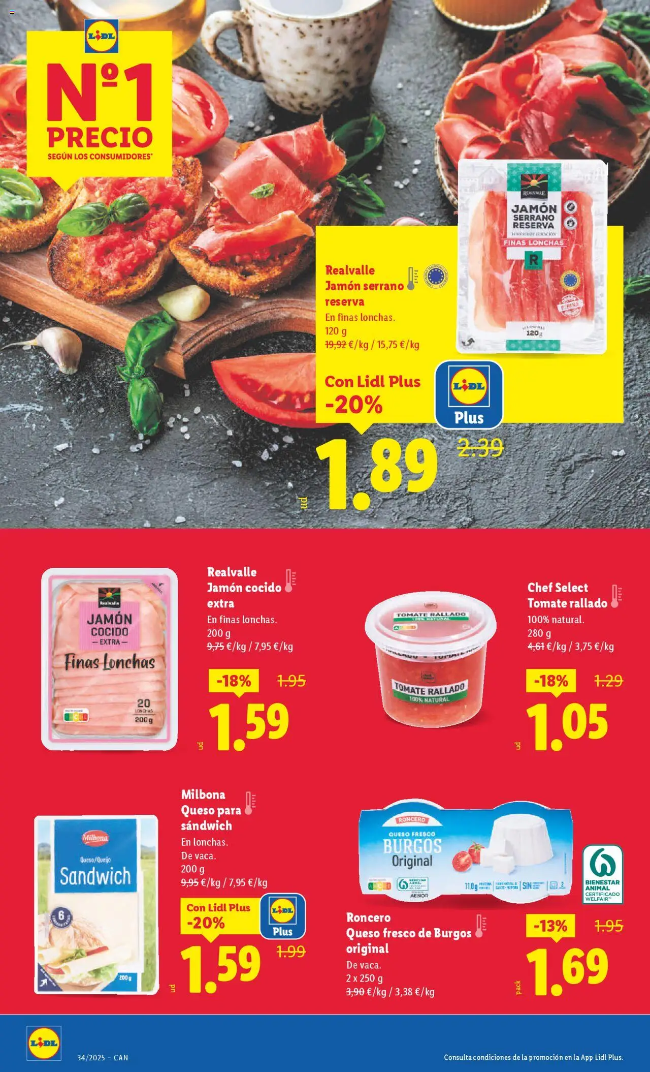 Lidl - Canarias │ válido desde el 18.08.2025 | Página: 12 | Productos: Queso, Jamón, Jamón cocido, Queso fresco