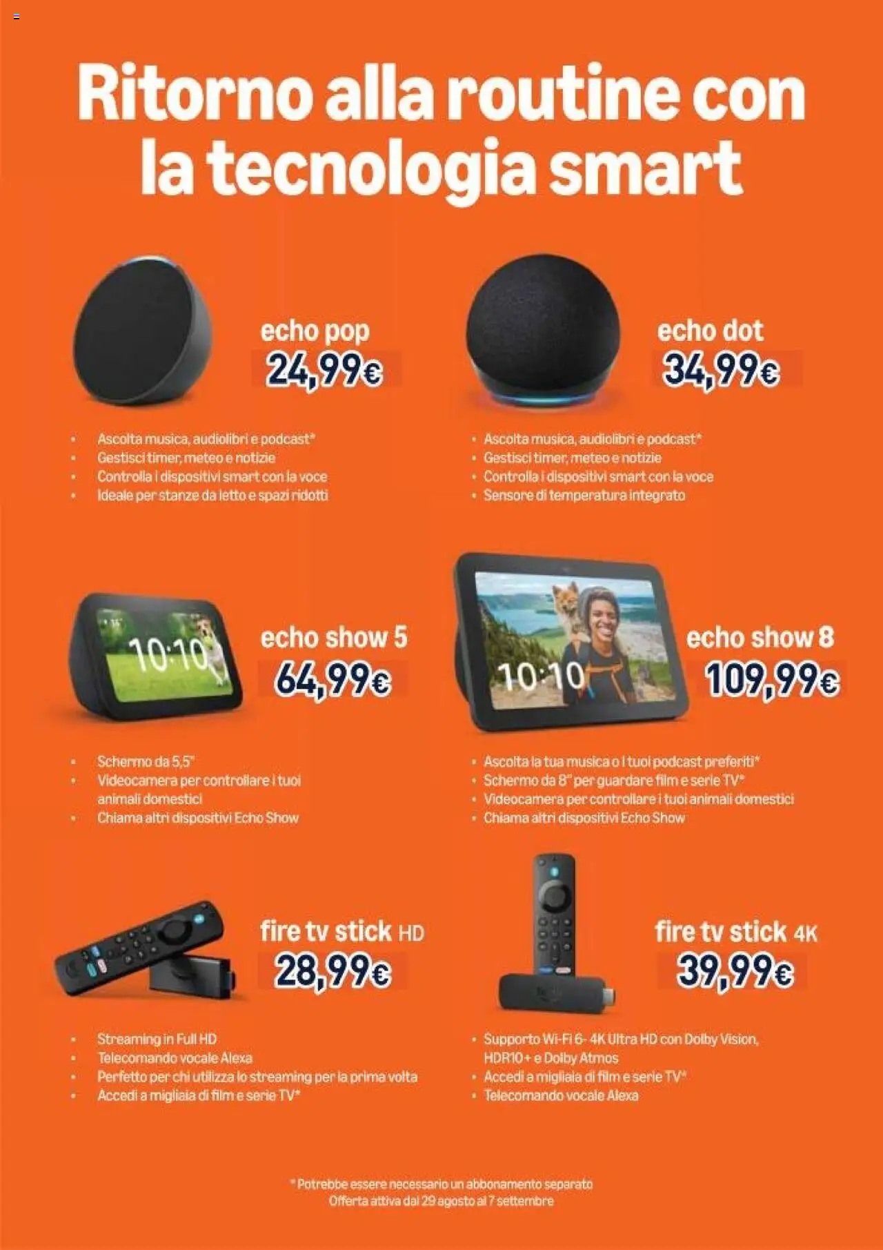 Volantino Unieuro del 22.08.2025 | Pagina: 27 | Prodotti: Schermo, Telecomando, TV, Letto