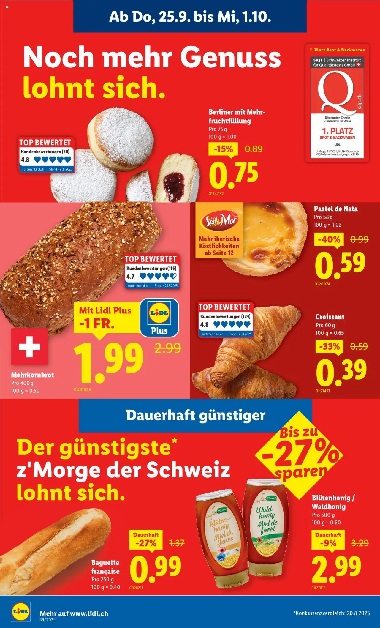 Lidl Aktionen – gültig ab 25.09.2025 | Seite: 6 | Produkte: Baguette, Brot, Top