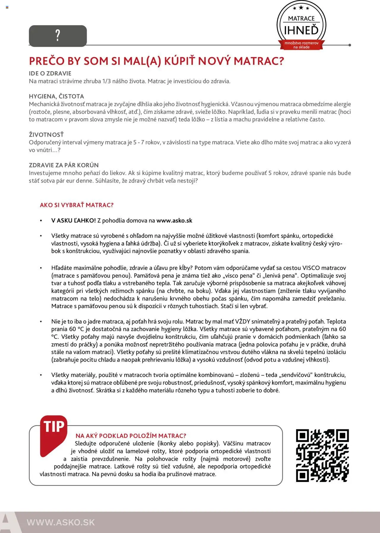 Nové ASKO nábytok akcie – leták je platný od 05.06.2025 | Strana: 4 | Produkty: Matrace, Matrac, Práčky