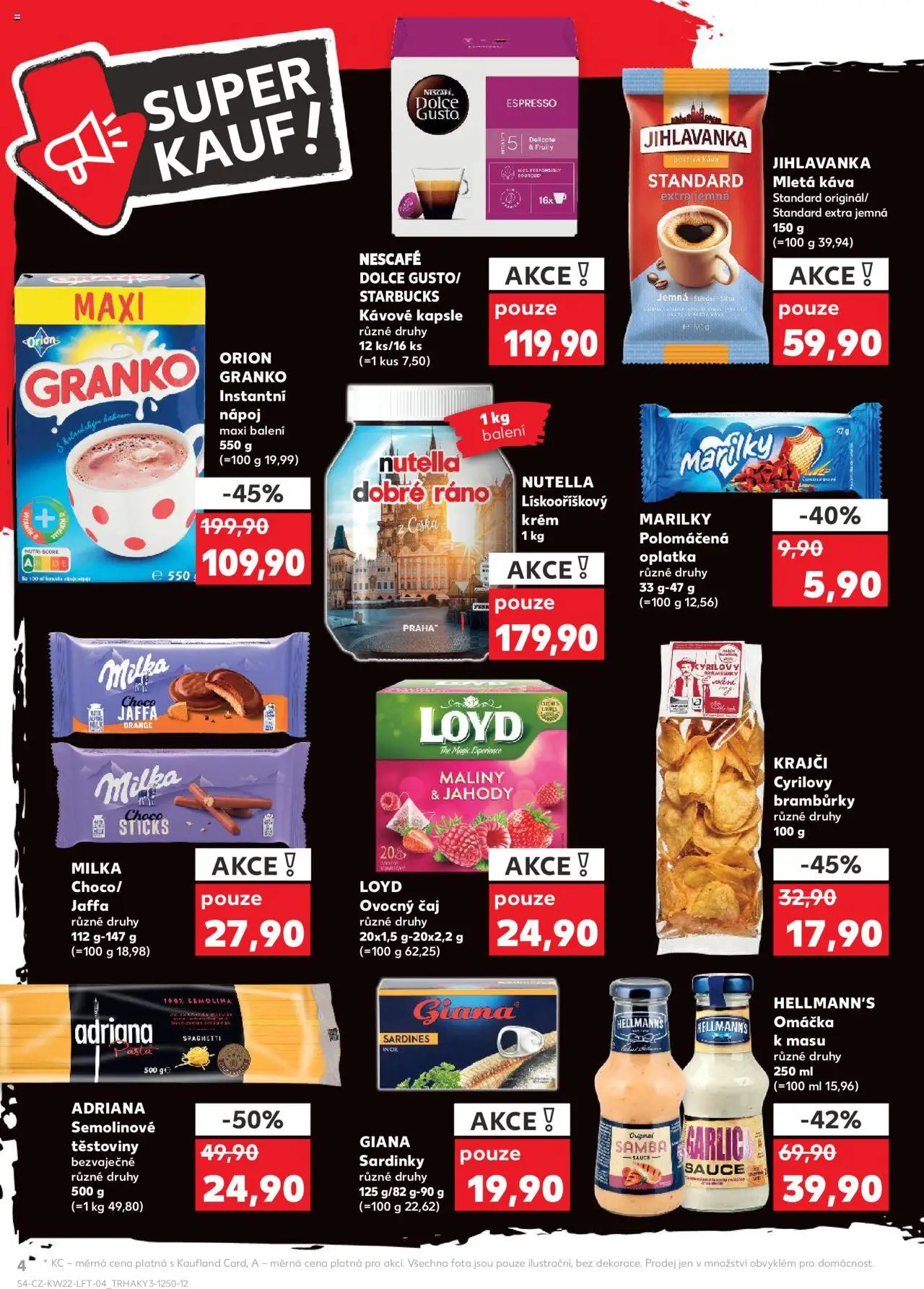 Kaufland leták - Praha 4 od 28.05.2025 | Strana: 4 | Produkty: Těstoviny, Bramburky, Jahody, Káva Standard