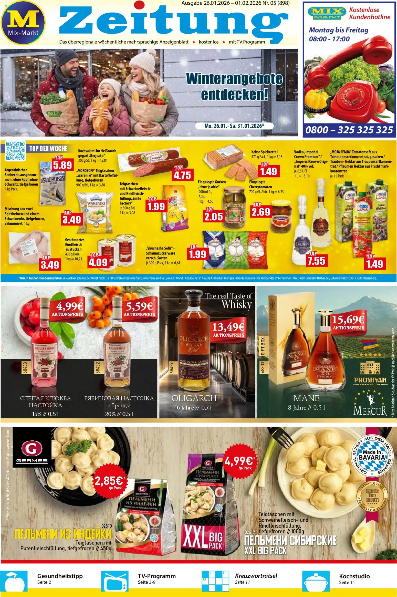Mix Markt Prospekt – gültig ab 26.01.2026 | Seite: 1 | Produkte: Top, Kekse, Gurken, TV