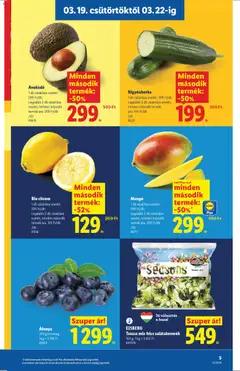 Mangó, 1 db vásárlása esetén: 599 Ft/db; Legalább 2 db vásárlása esetén, minden második termék ára: 299 Ft/db - amely érvényes a következő dátumtól: 19.03.2026 | Oldal: 5