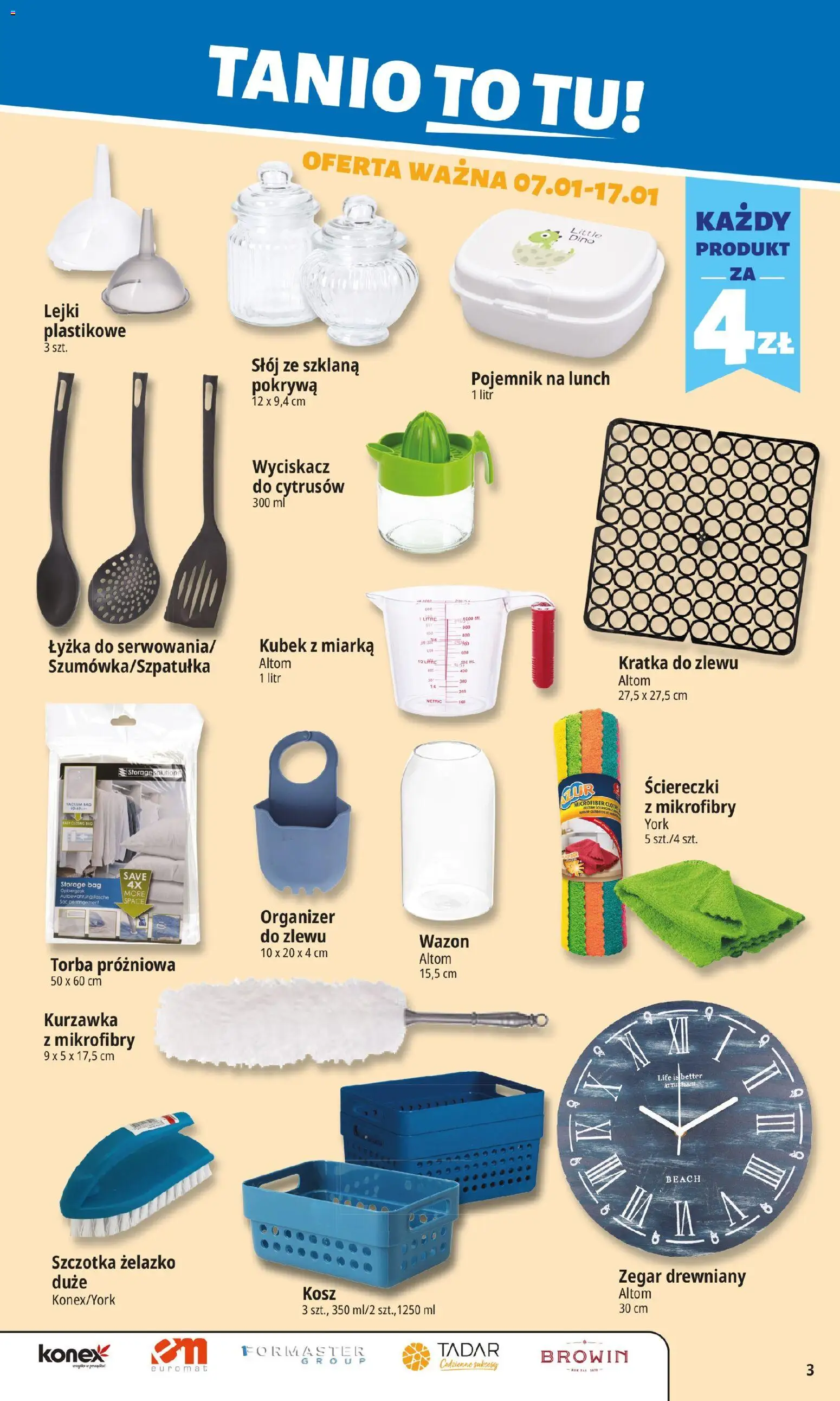 E.Leclerc Gazetka od 07.01.2026 | Strona: 3 | Produkty: Torba, Zegar, Kosz, Wazon