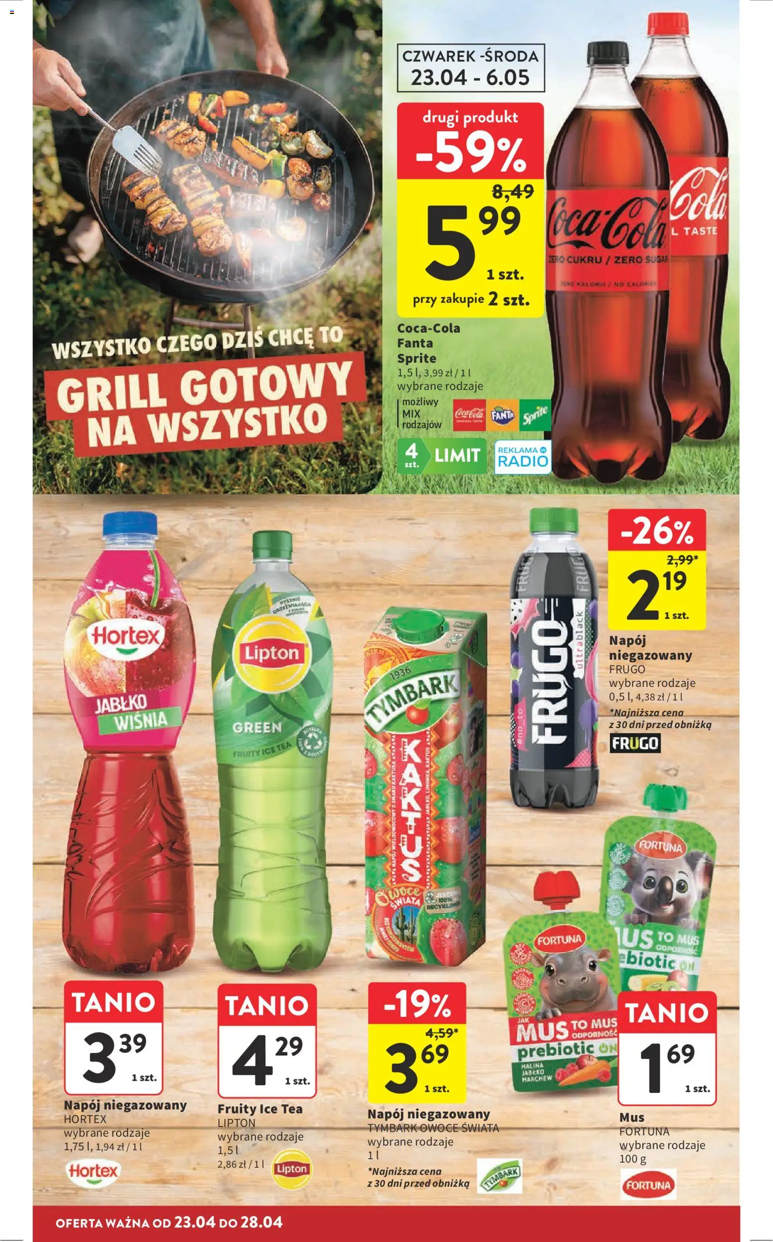 Intermarche gazetka od 23.04.2026 | Strona: 14 | Produkty: Malina, Radio, Sprite, Owoce