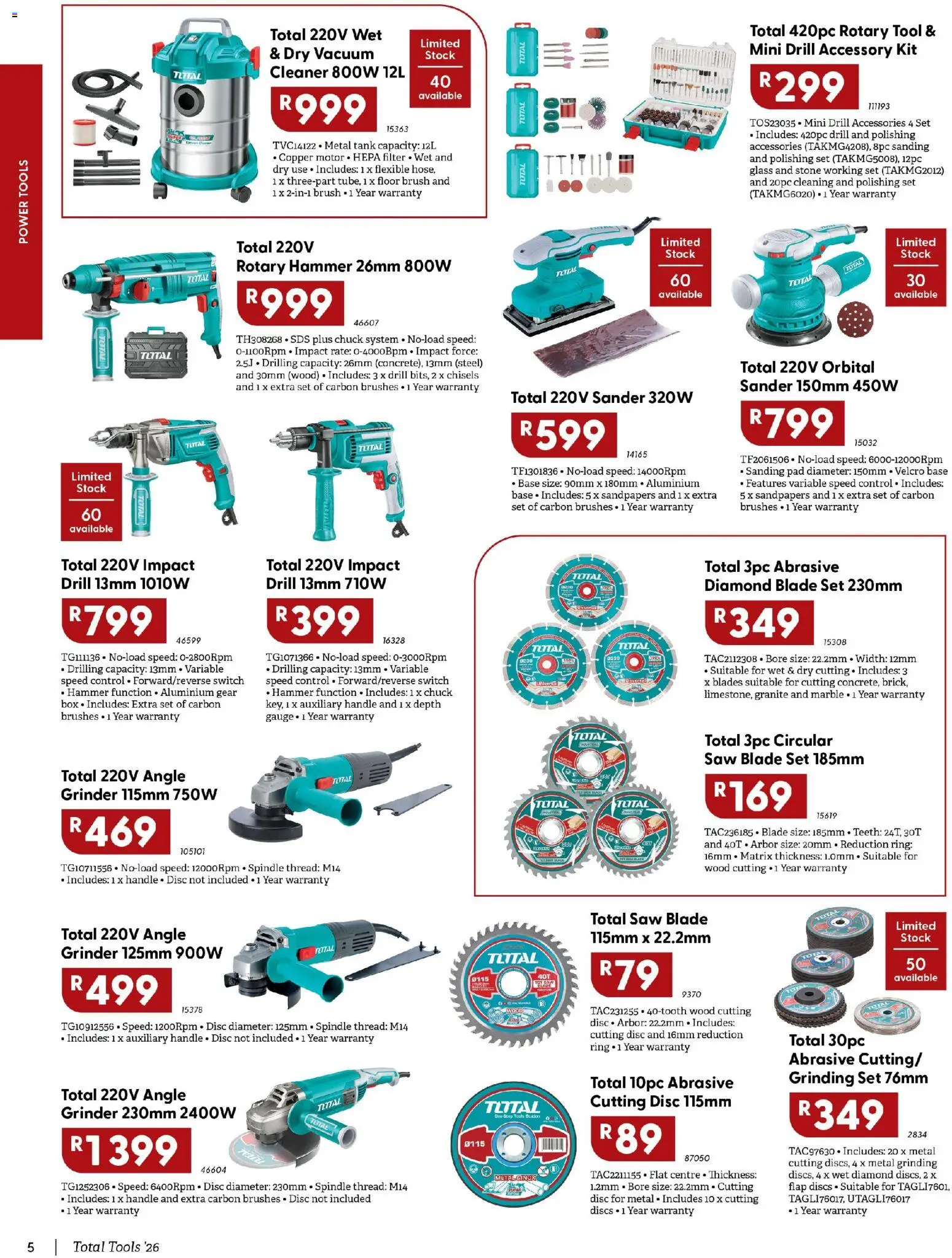 New Brights Hardware catalogue – valid from 25.04.2026 | Page: 6 | Products: Tank, Grinder, Rotary hammer, Brush