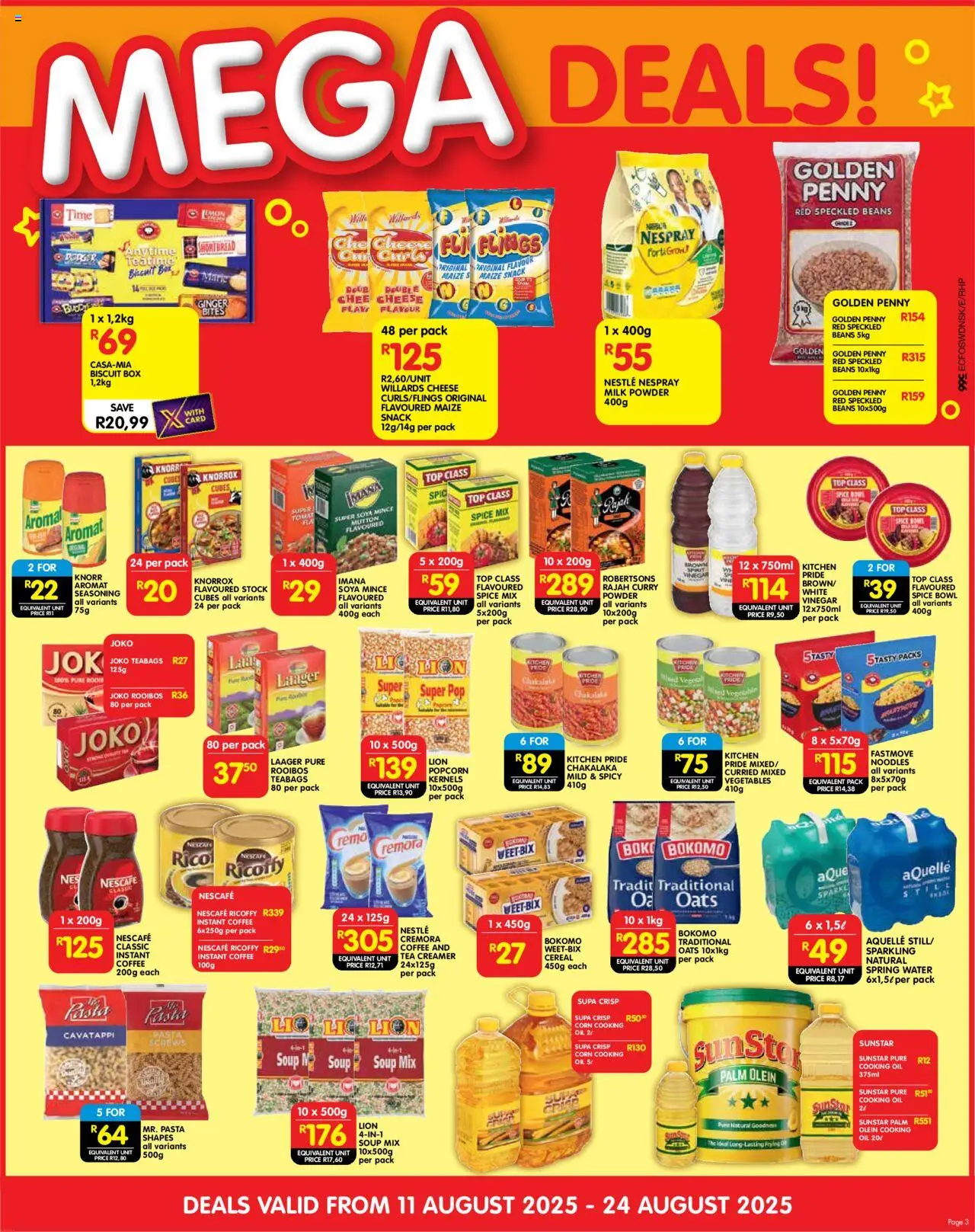 Shoprite Eastern Cape - Cash & Carry Mid-Month Deals Idutywa, King William's Town & Thembani │ valid from 11.08.2025 | Page: 3 | Products: Coffee, Pasta, Stock, Water
