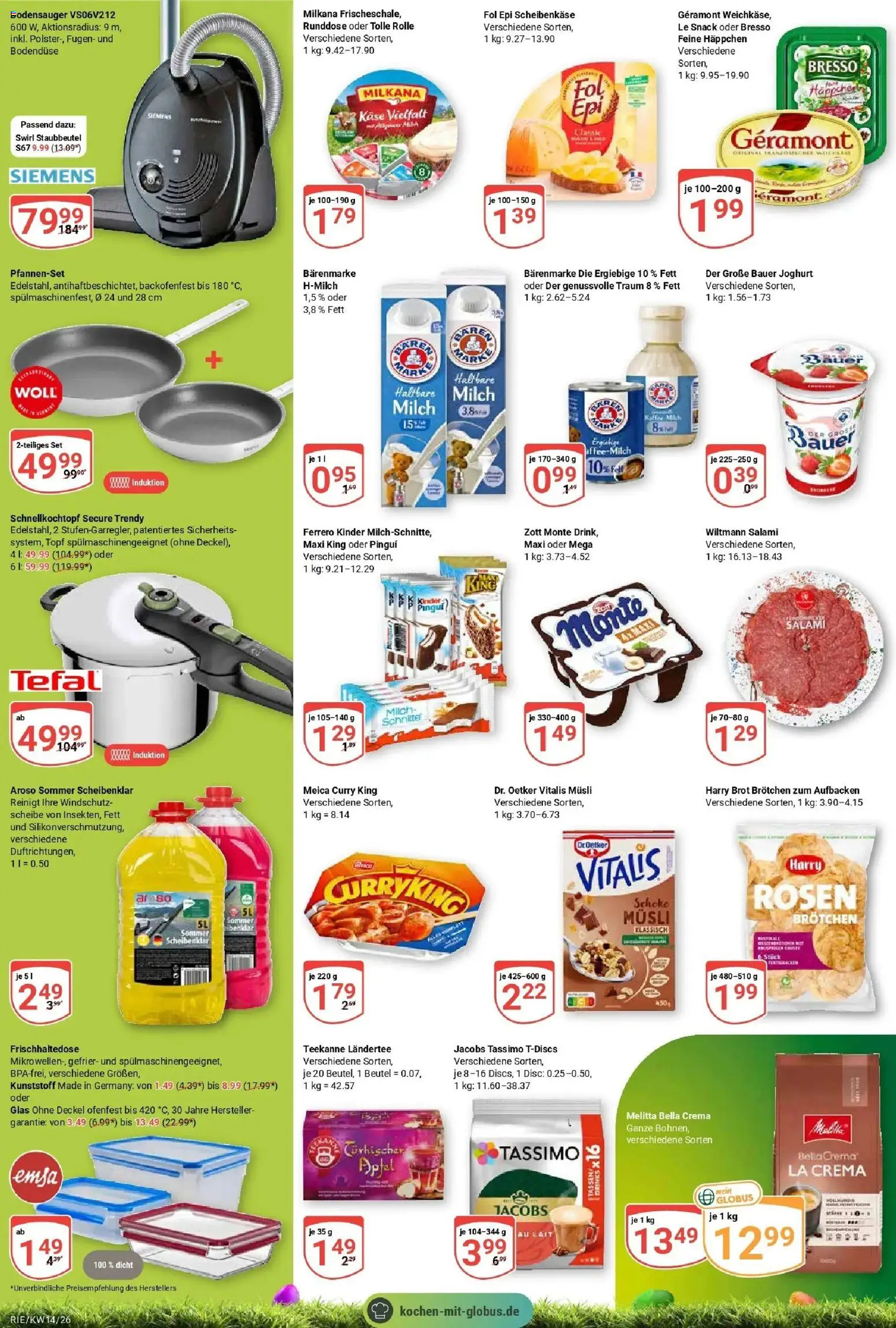 Globus prospekt Bochum-Riemke	 – gültig ab 30.03.2026 | Seite: 7 | Produkte: Geramont, Milch, Teekanne, Salami