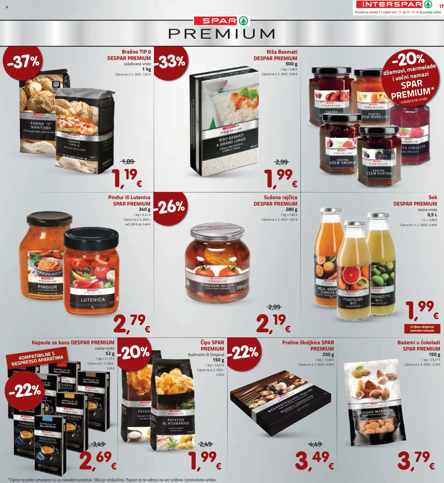 Interspar katalog | vrijedi od 05.11.2025 | Stranica: 17 | Proizvodi: Praline, Brašno, Ružmarin, Kapsule za kavu