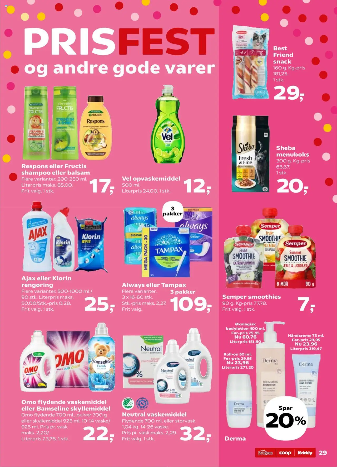 Kvickly Tilbudsavis gyldig fra 22.08.2025 | Side: 29 | Produkter: Shampoo, Balsam, Håndcreme, Skyllemiddel
