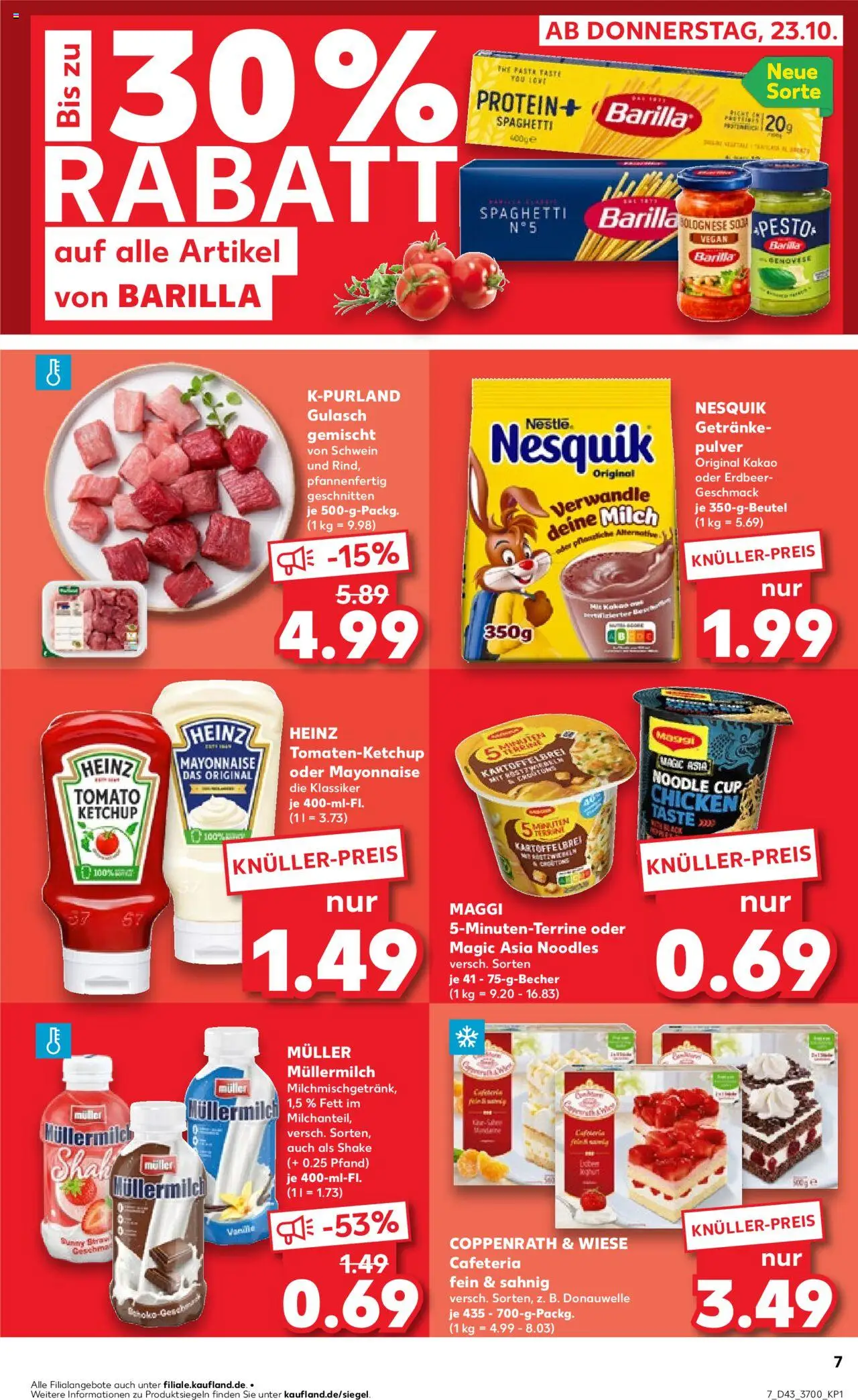 Kaufland prospekt Rostock	 – gültig ab 23.10.2025 | Seite: 7 | Produkte: Nesquik, Maggi, Pasta, Muller mullermilch