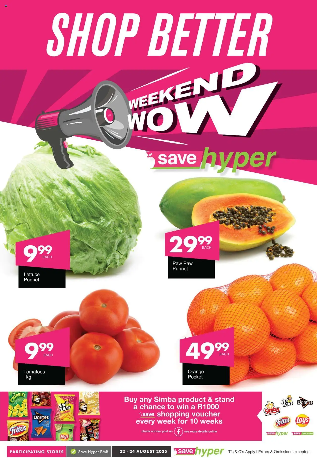 Save - Weekend Wow │ valid from 22.08.2025 | Page: 1 | Products: Corn, Tomatoes, Lettuce
