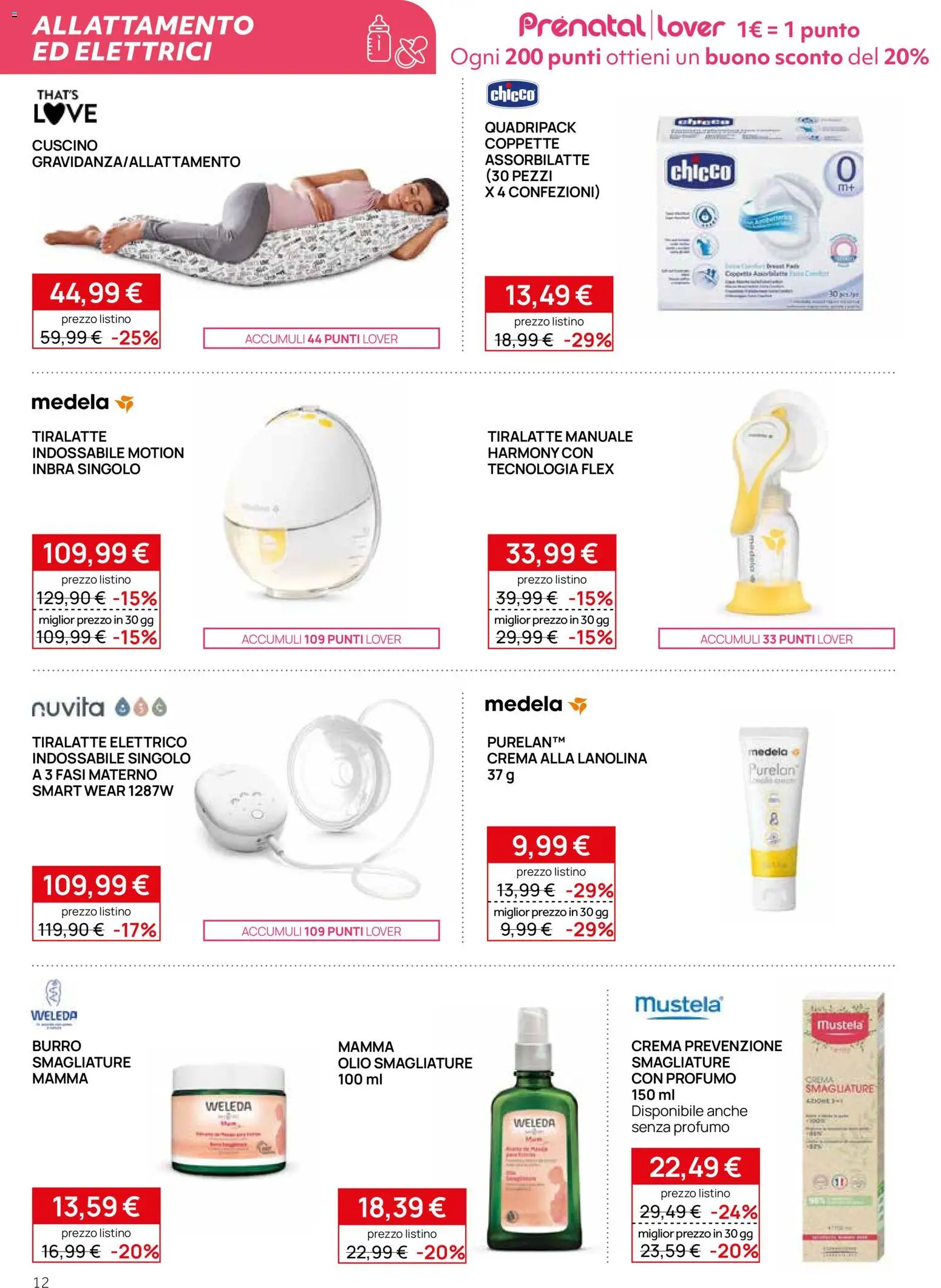 Volantino Prenatal del 09.01.2026 | Pagina: 12 | Prodotti: Crema, Tiralatte, Cuscino, Profumo