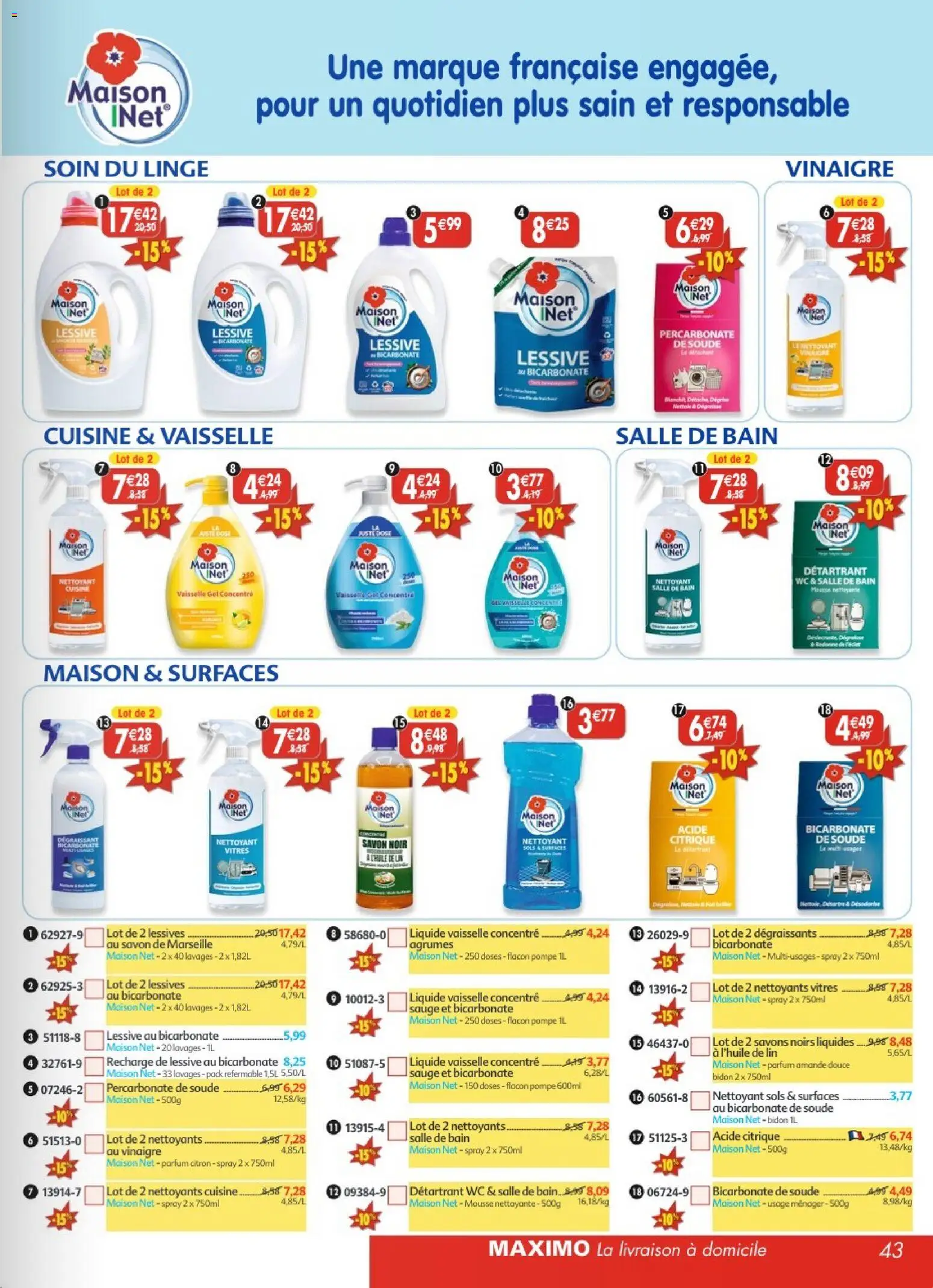 {H1} | Page: 43 | Produits: Amande, Savon de marseille, Liquide vaisselle, Lessive