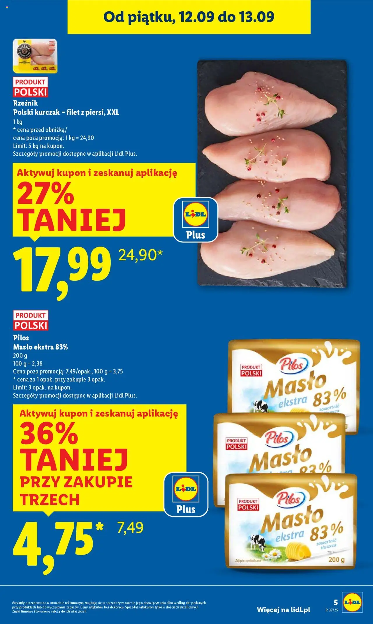 Lidl Gazetka od 11.09.2025 | Strona: 5 | Produkty: Kurczak, Masło